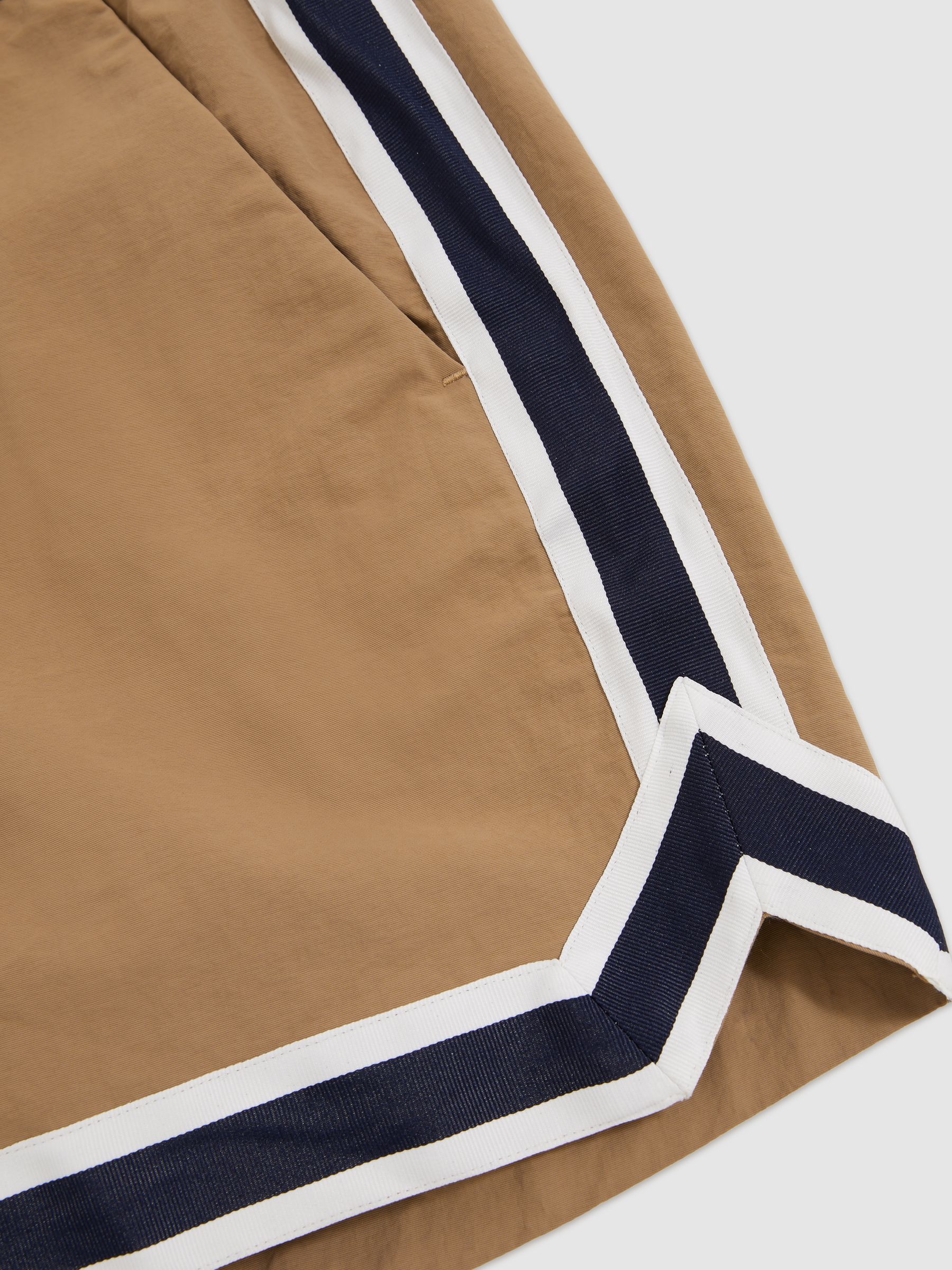 Reiss | Ché Stripe-Trim Swim Shorts in Camel - Image 6 of 6