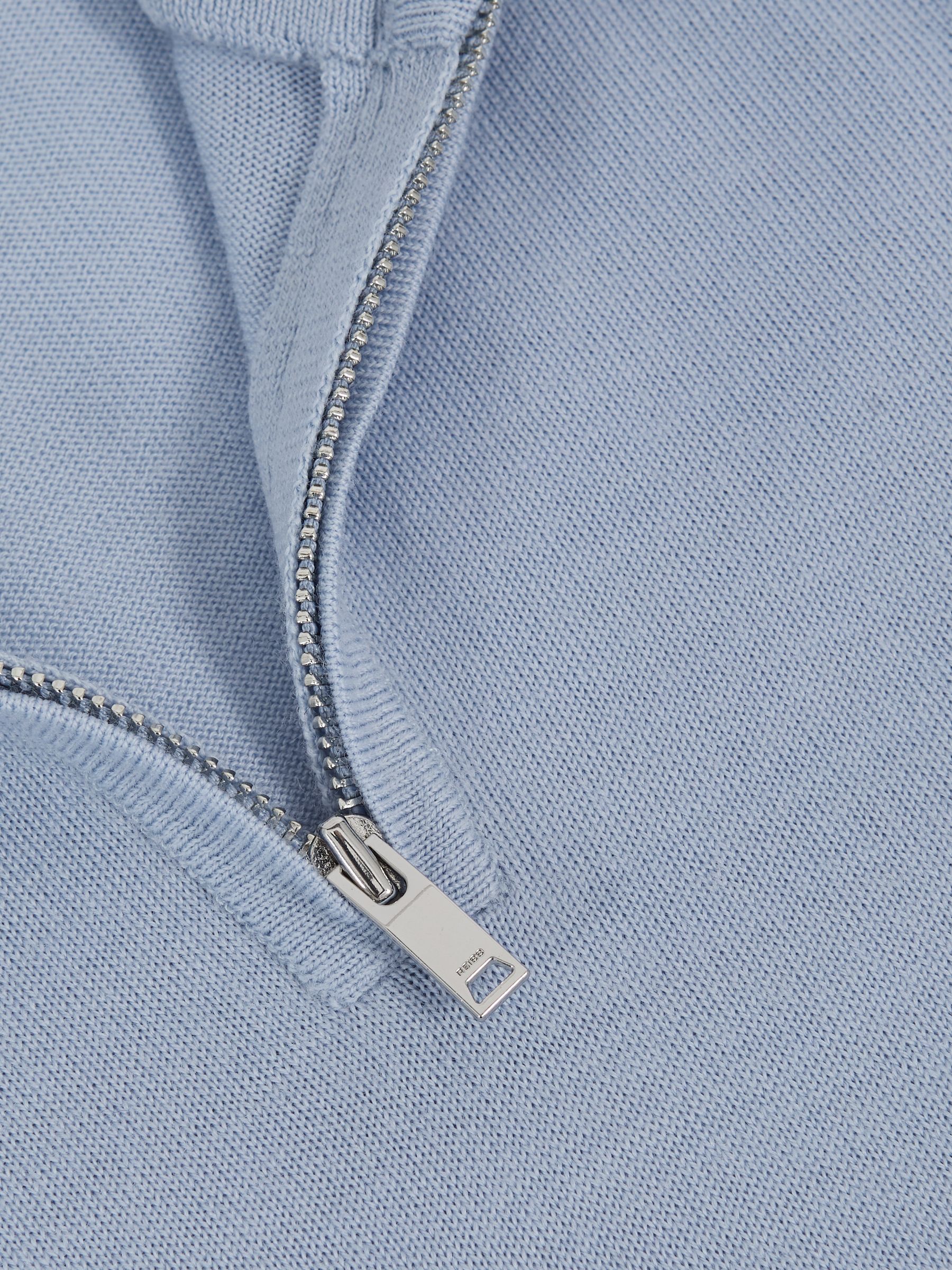9-13 yrs Merino Wool Half-Zip Funnel Neck Jumper in Soft Blue Melange - Image 4 of 4