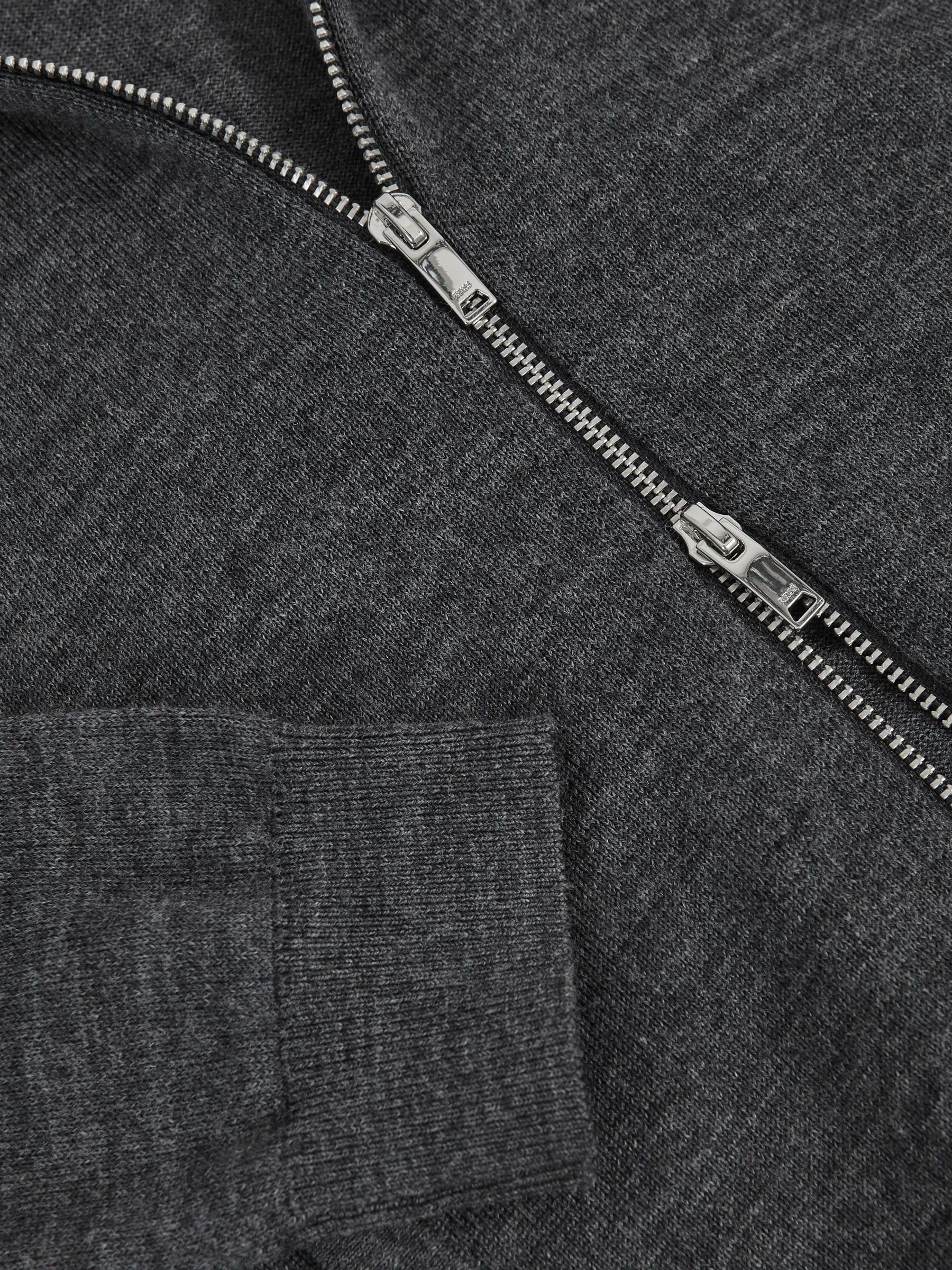 3-9 yrs Merino Wool-Blend Zip-Through Cardigan in Derby Grey Melange - Image 4 of 4