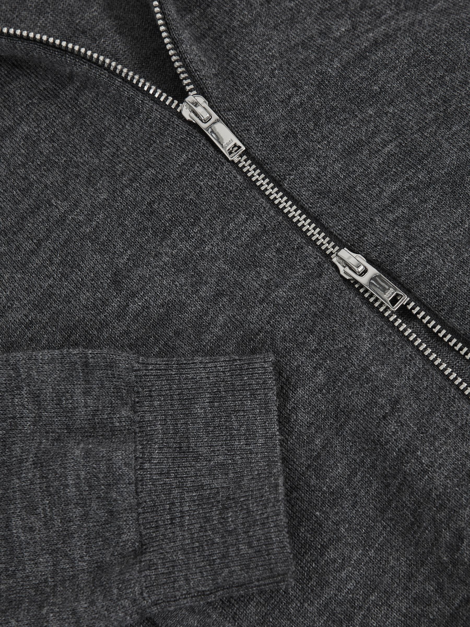 9-13 yrs Merino Wool-Blend Zip-Through Cardigan in Derby Grey Melange - Image 4 of 4