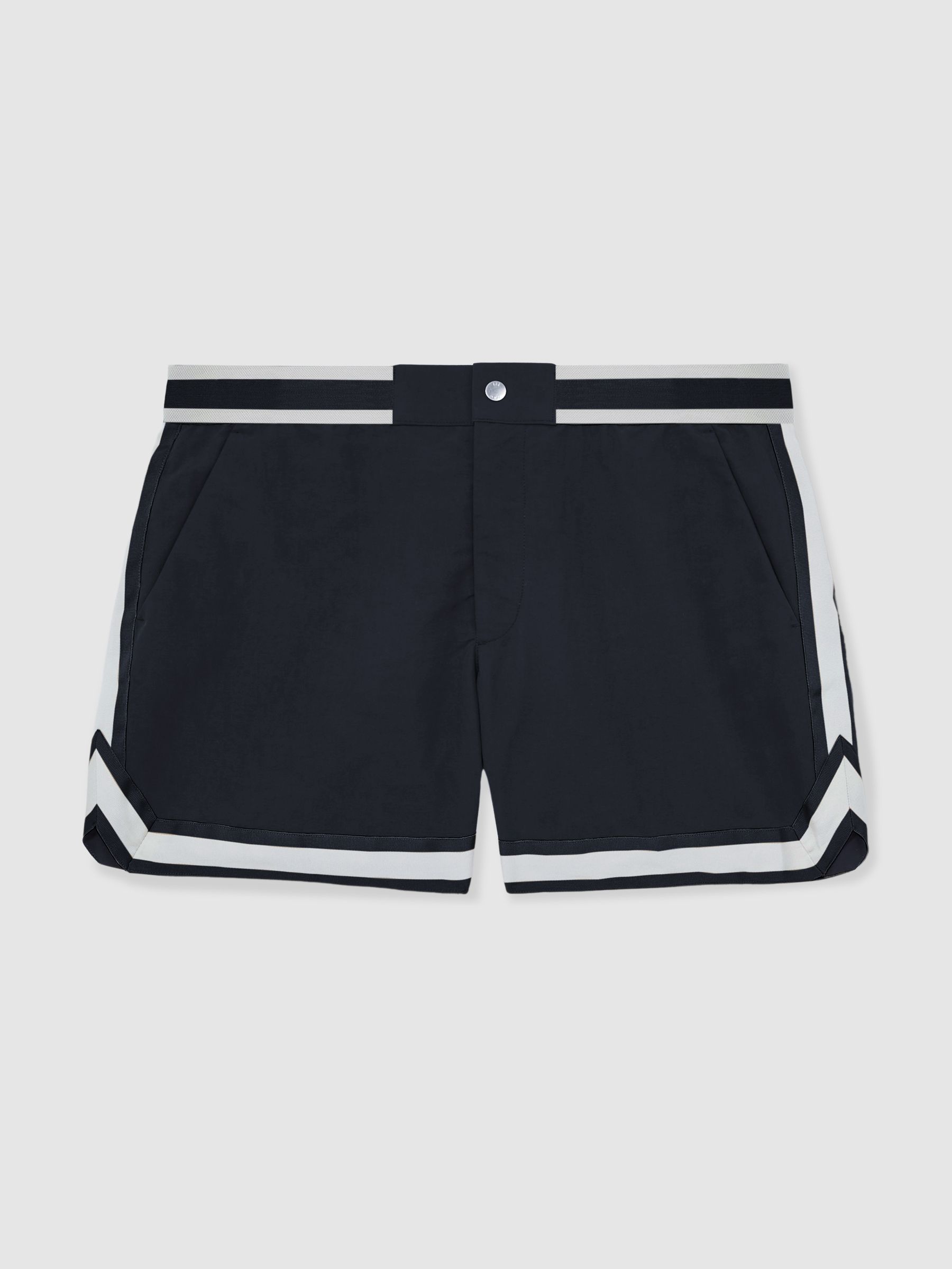 Reiss | Ché Stripe-Trim Swim Shorts in Navy - Image 2 of 8