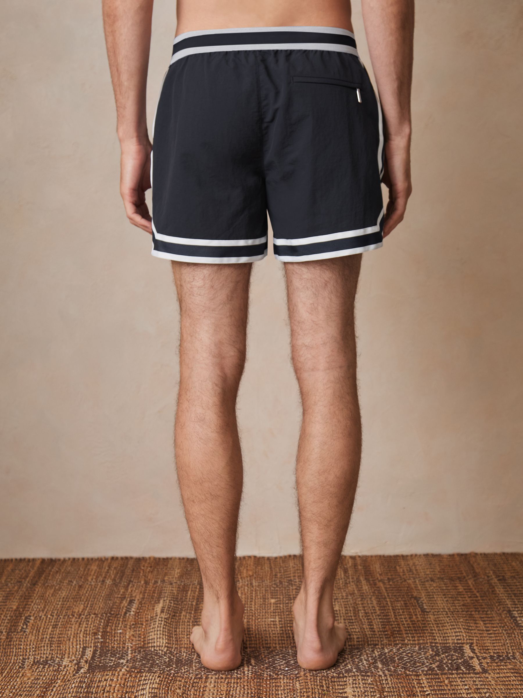 Reiss | Ché Stripe-Trim Swim Shorts in Navy - Image 5 of 8