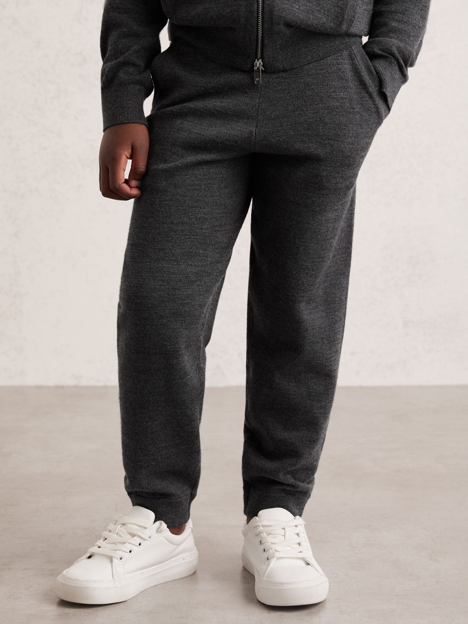 9-13 yrs Merino Wool Cuffed Joggers in Derby Grey Melange - Image 1 of 4