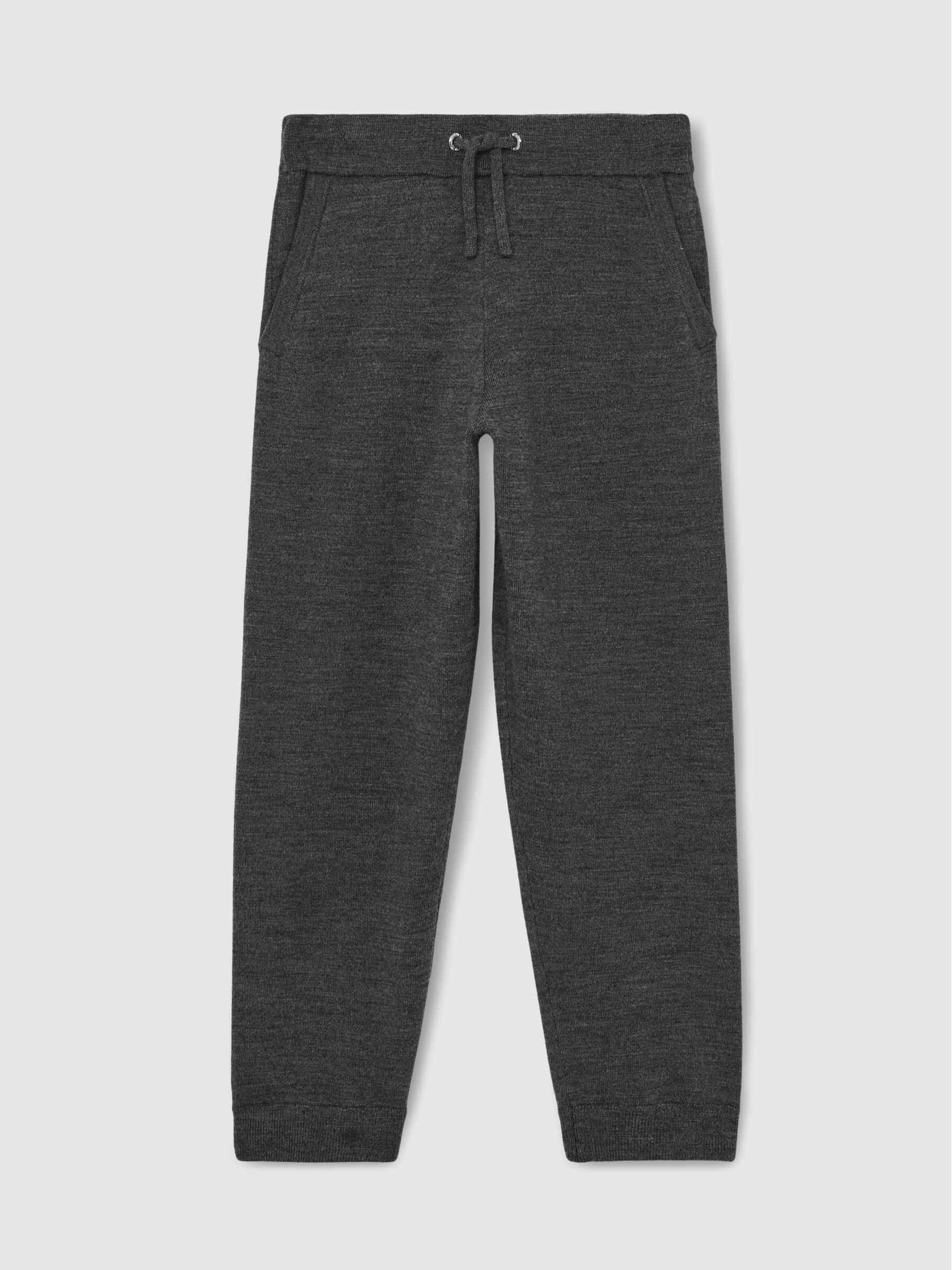 9-13 yrs Merino Wool Cuffed Joggers in Derby Grey Melange - Image 2 of 4