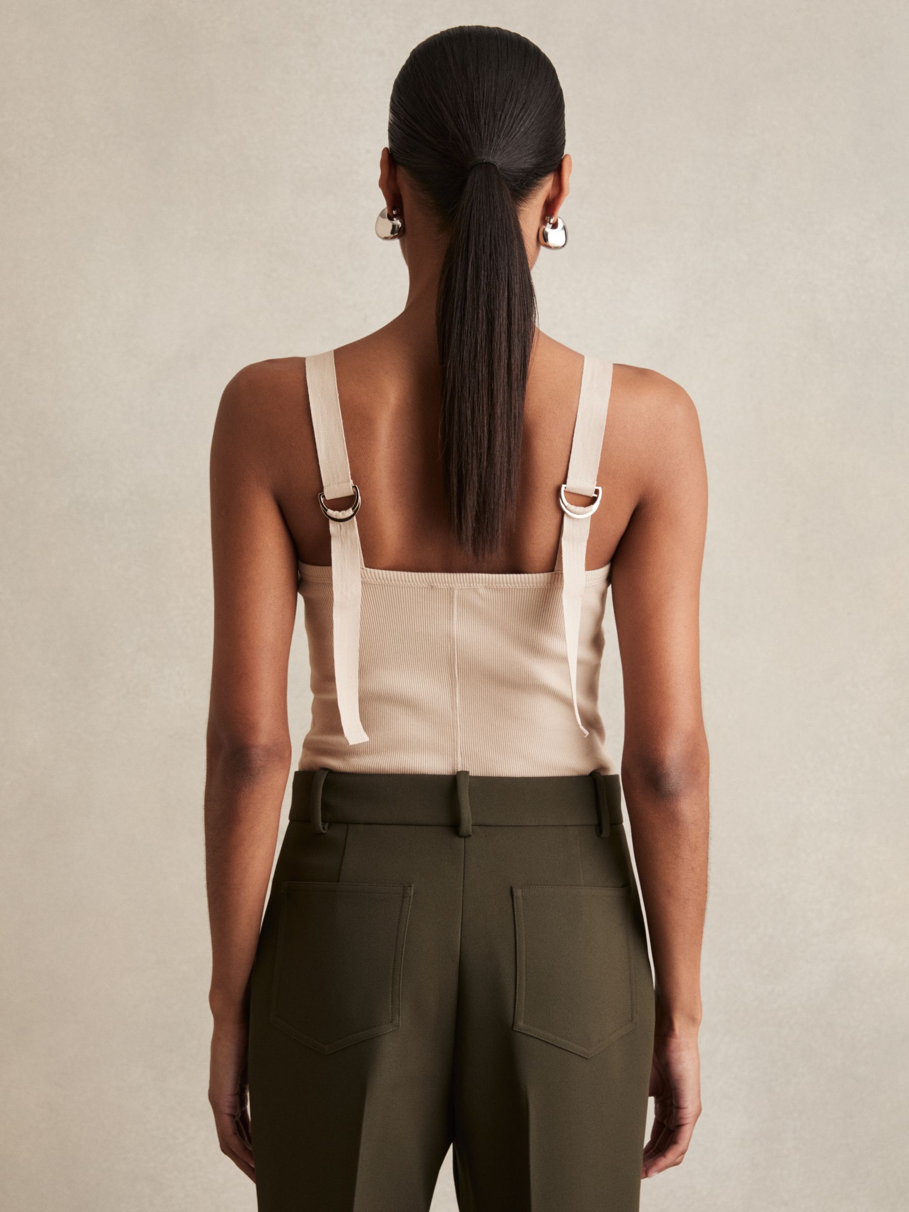 Stretch-Cotton D-Ring Strap Vest in Neutral - Image 4 of 5