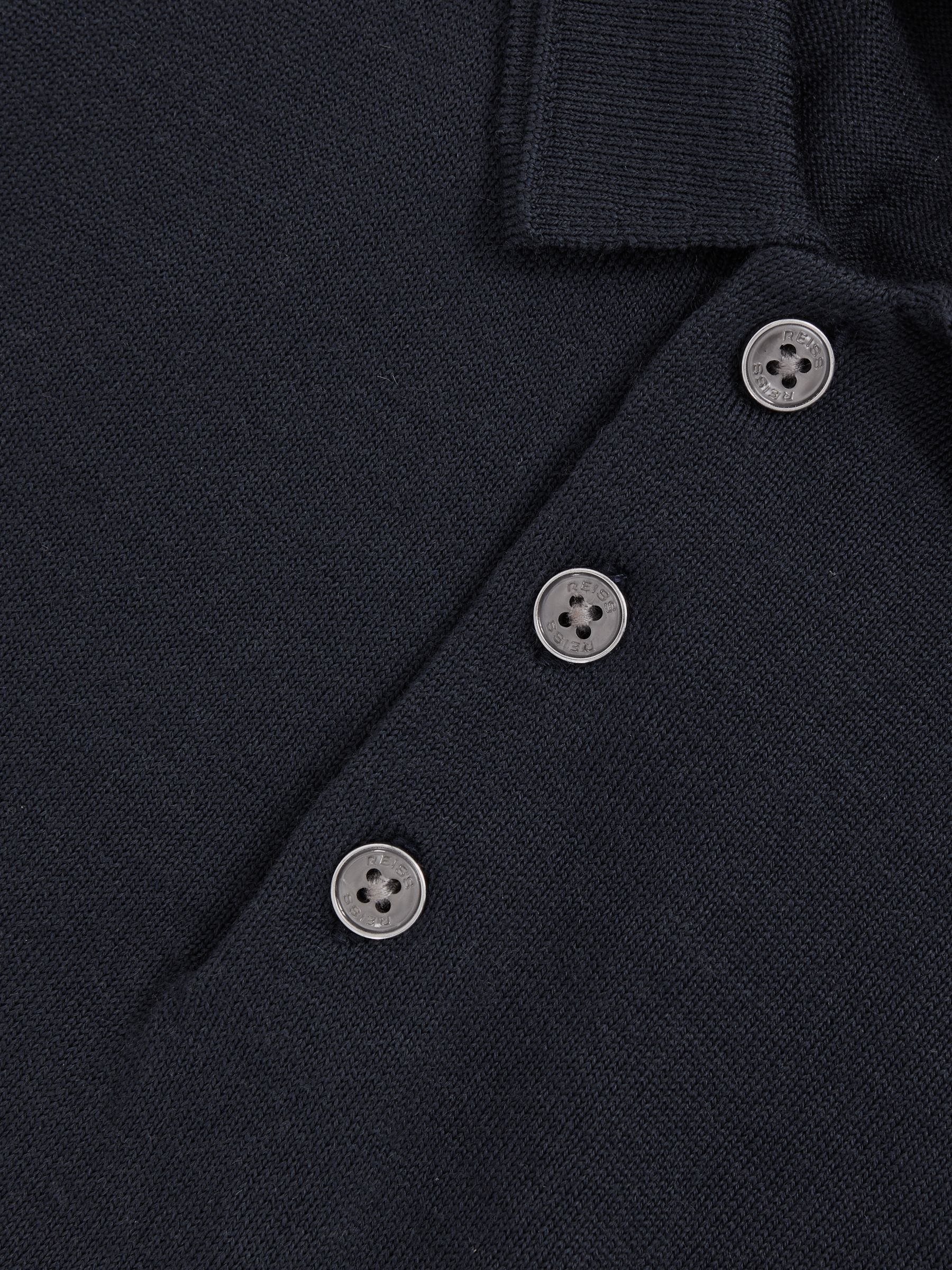 9-13 yrs Merino Wool Short Sleeve Polo Shirt in Midnight Navy - Image 4 of 4