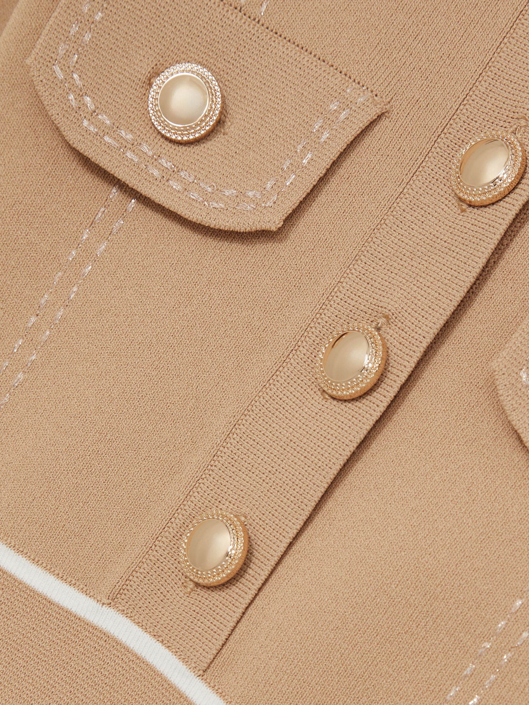 3-9 yrs Button-Detail Stripe Knitted Dress in Camel - Image 5 of 5