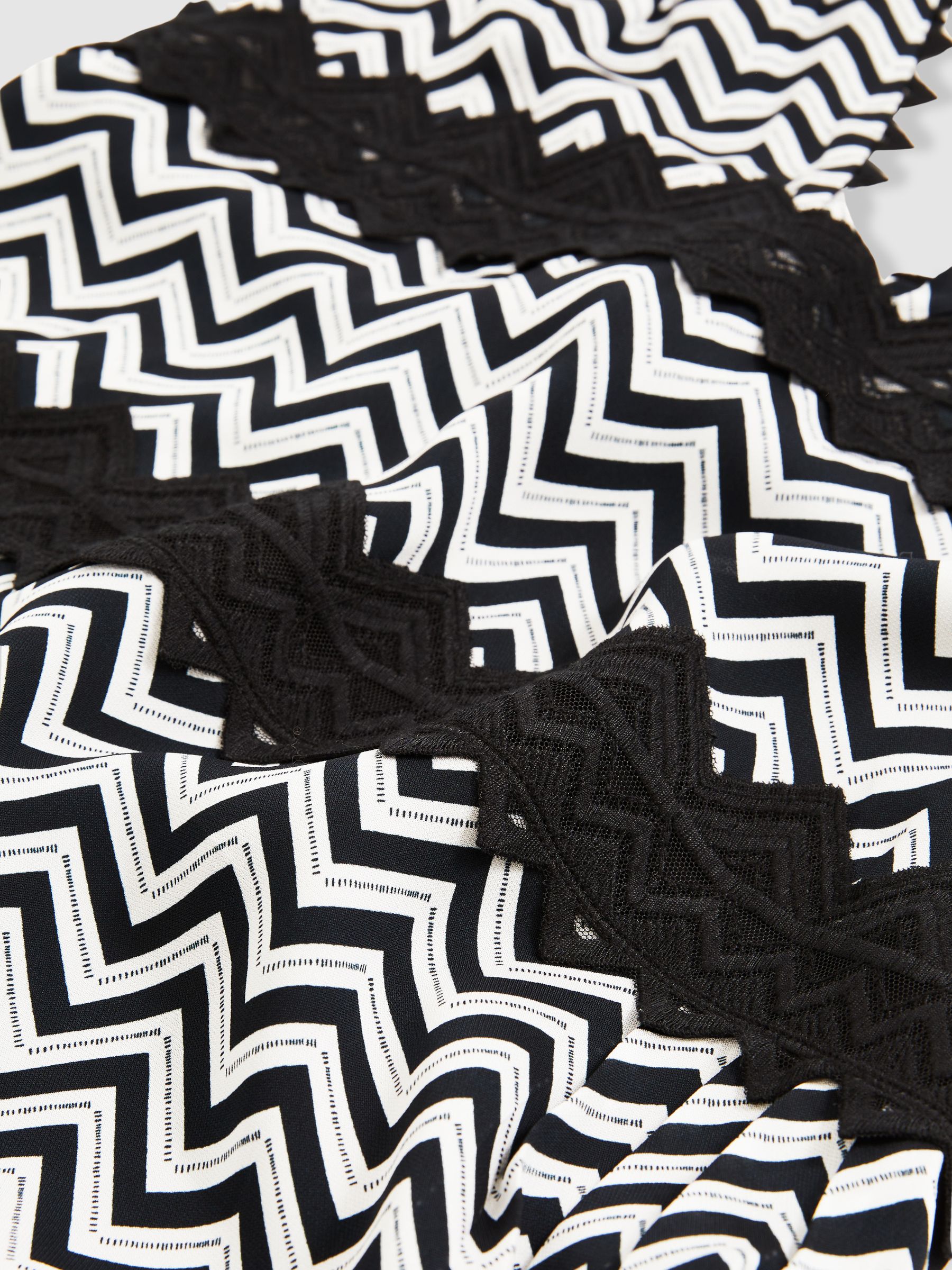 【海外限定】REISSワンピース☆Navy Sophia Zig-Zag Print Lace- Reiss Zig-Zag Print Lace-Trim Mini Dress in Navy - REISS