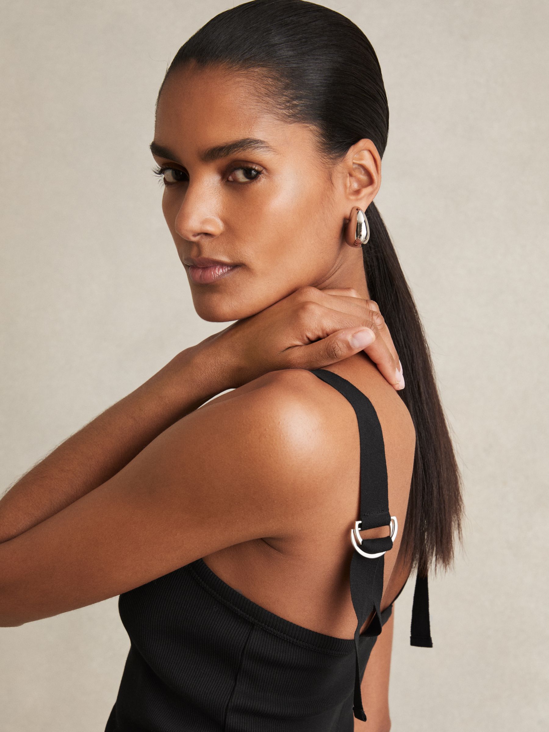 Stretch-Cotton D-Ring Strap Vest in Black - Image 3 of 5