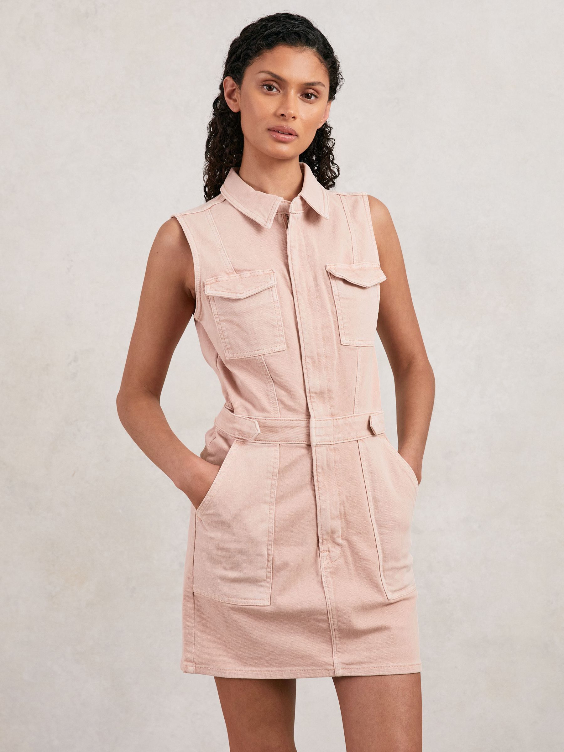 Good American Denim Zipped Mini Dress in Petal Pink - Image 3 of 5