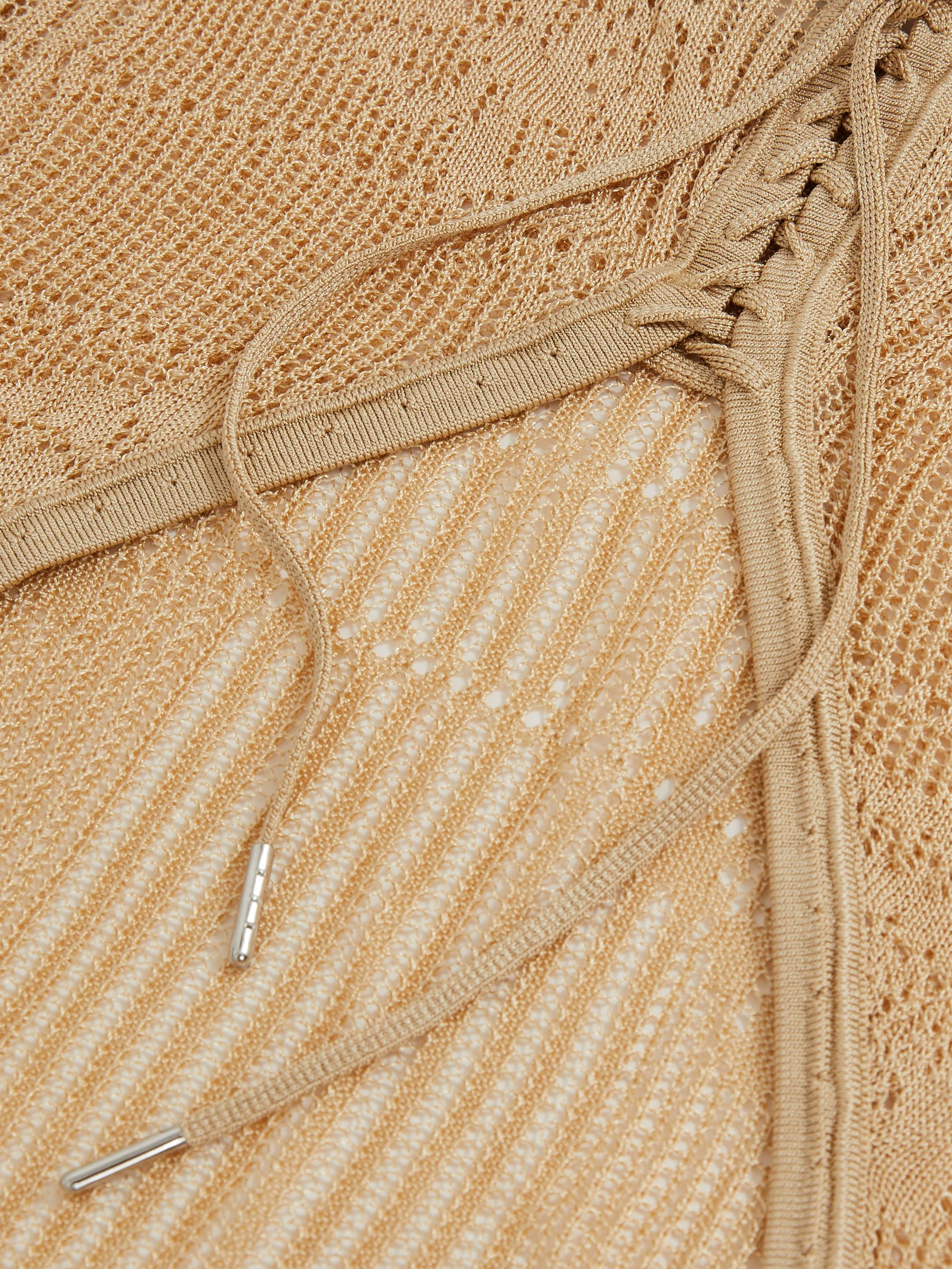 【海外限定】REISSワンピース☆Atelier Gold Lace-Knit Ruched M Reiss Lace-Knit Ruched Maxi Dress in Gold | REISS