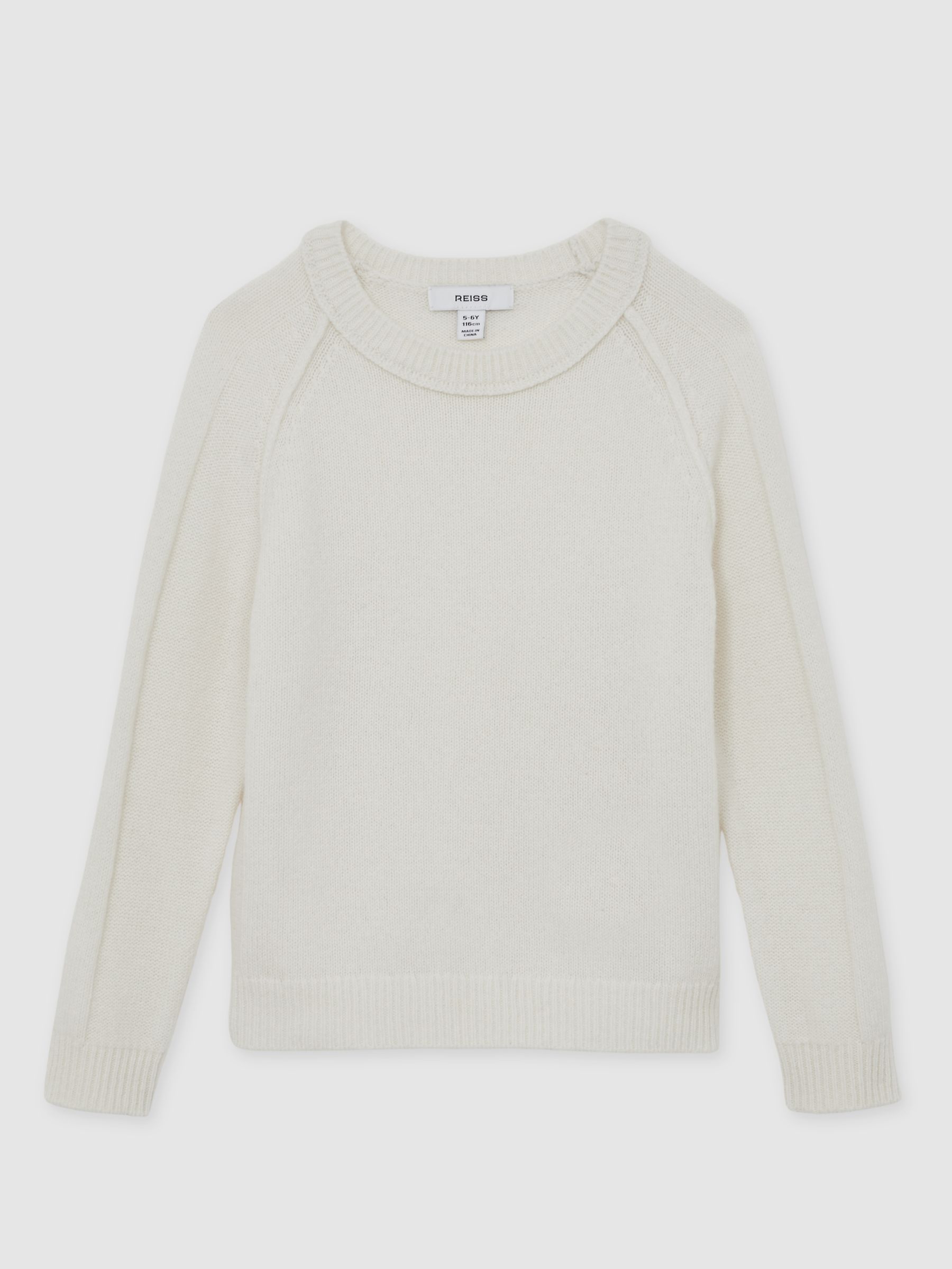 3-9 yrs Wool-Cashmere Reverse-Seam Jumper in Off White - Image 2 of 2