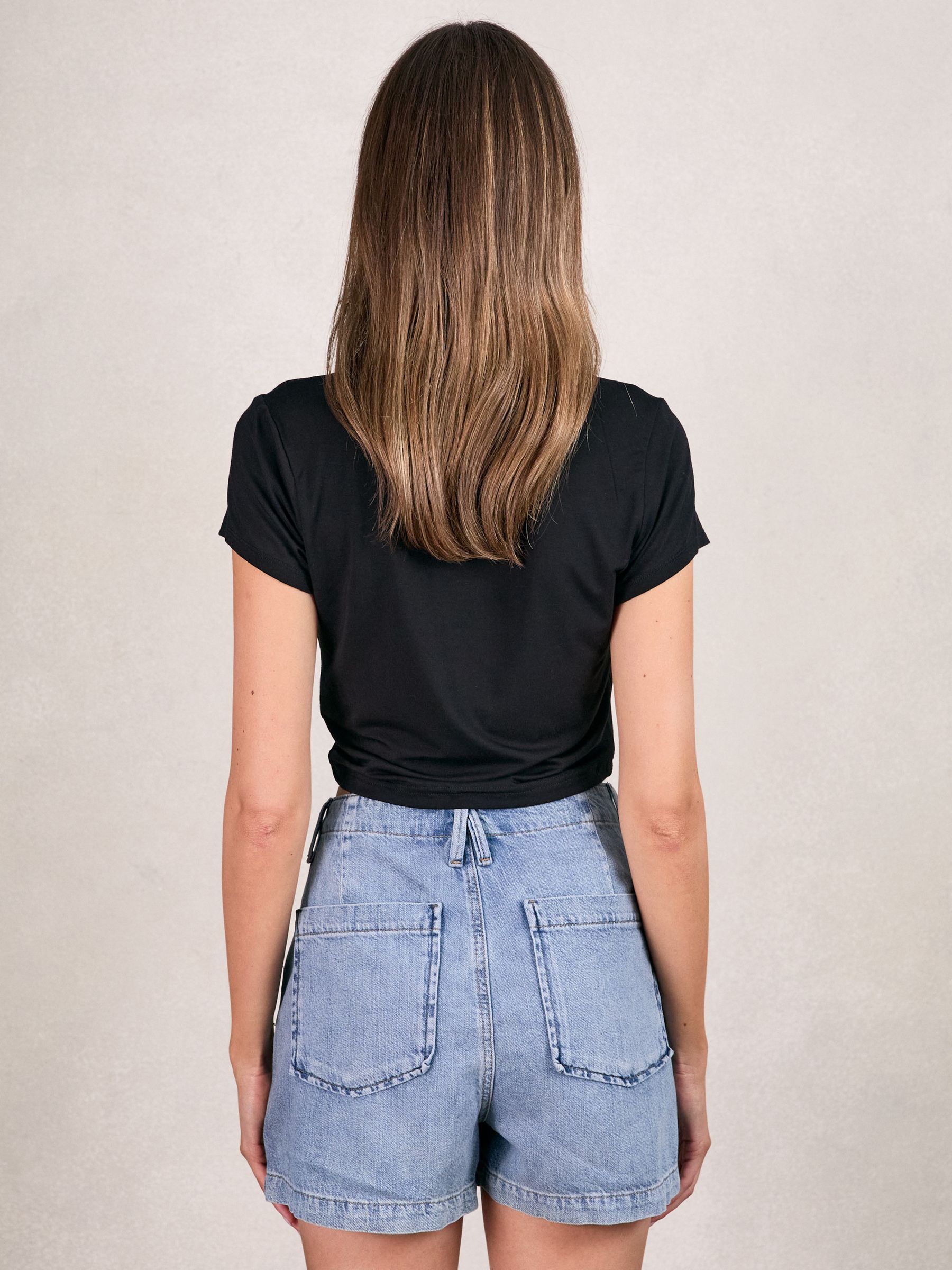 Stretch Jersey Top in Black - Image 3 of 5