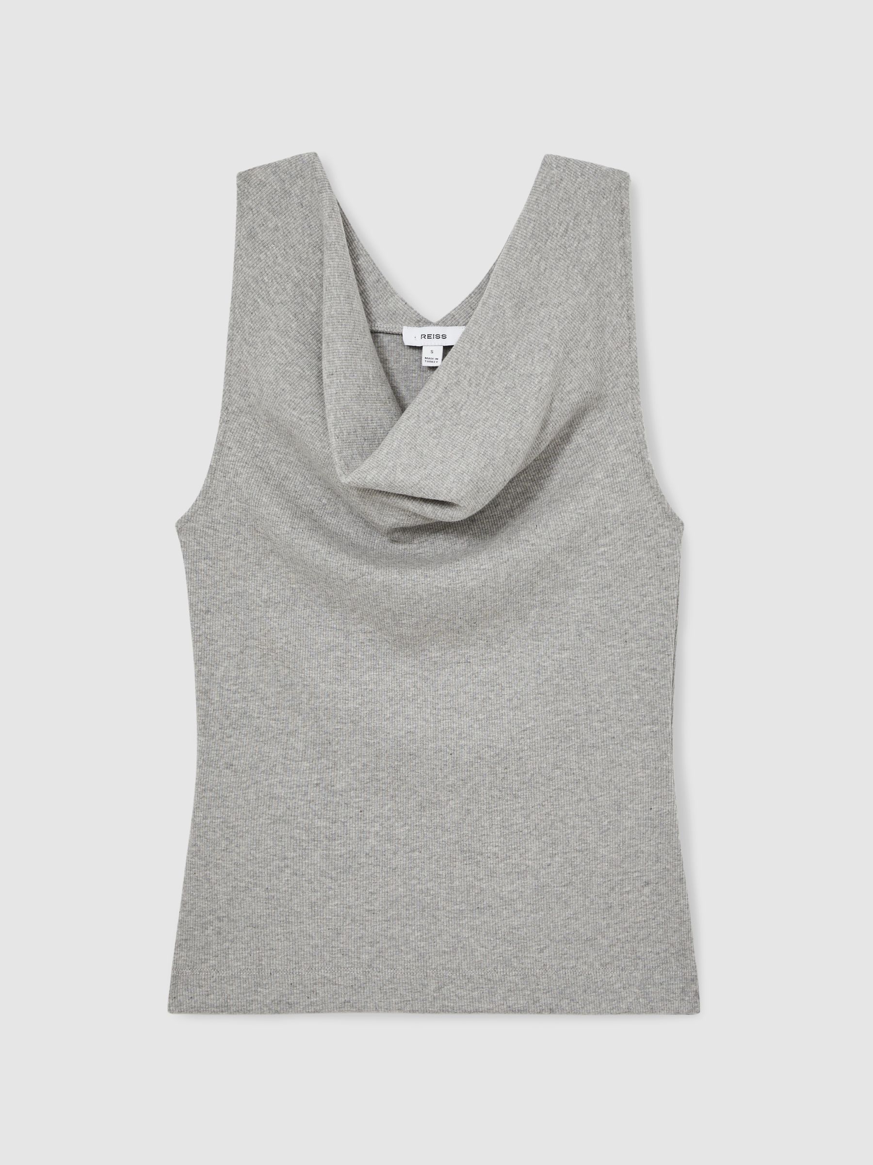 Ribbed Cowl-Neck Vest in Grey Marl - Image 2 of 6