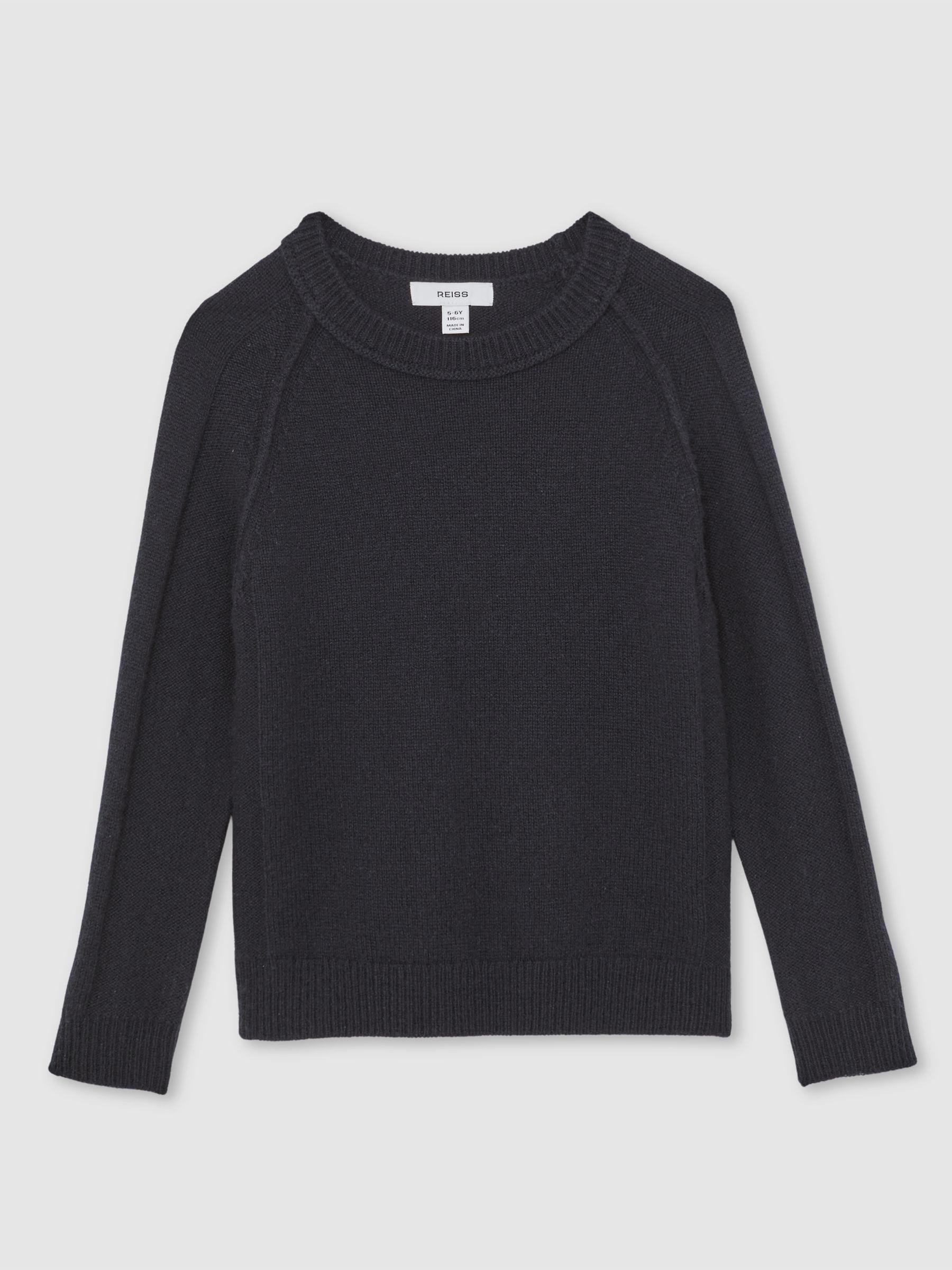 9-13 yrs Wool-Cashmere Reverse-Seam Jumper in Navy - Image 2 of 4