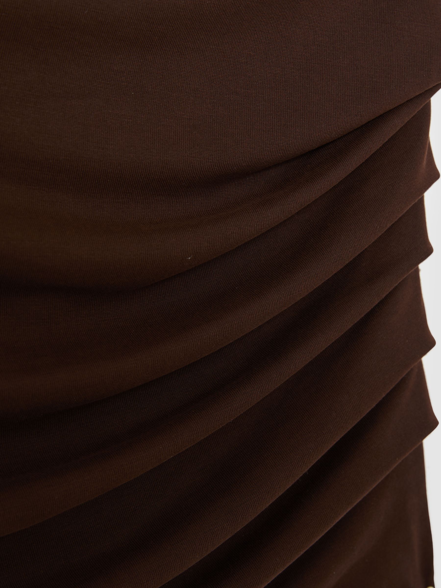 Modal-Blend Ruched Off-Shoulder Top in Chocolate Brown - Image 7 of 7
