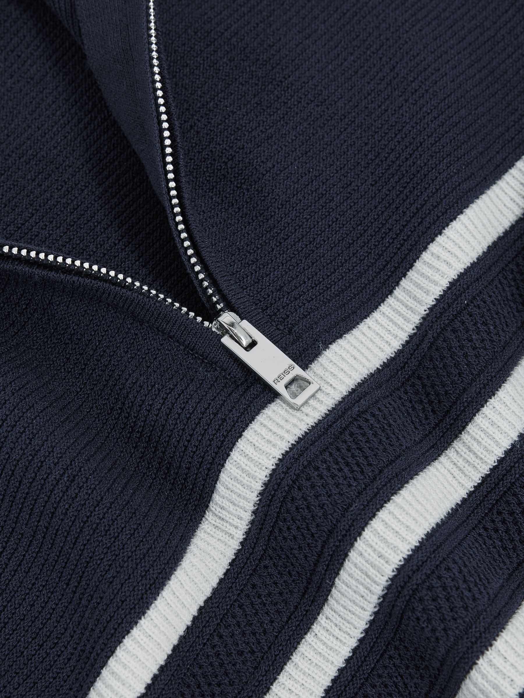 3-9 yrs Cotton-Blend Stripe Half-Zip Jumper in Navy/Off White - Image 4 of 4