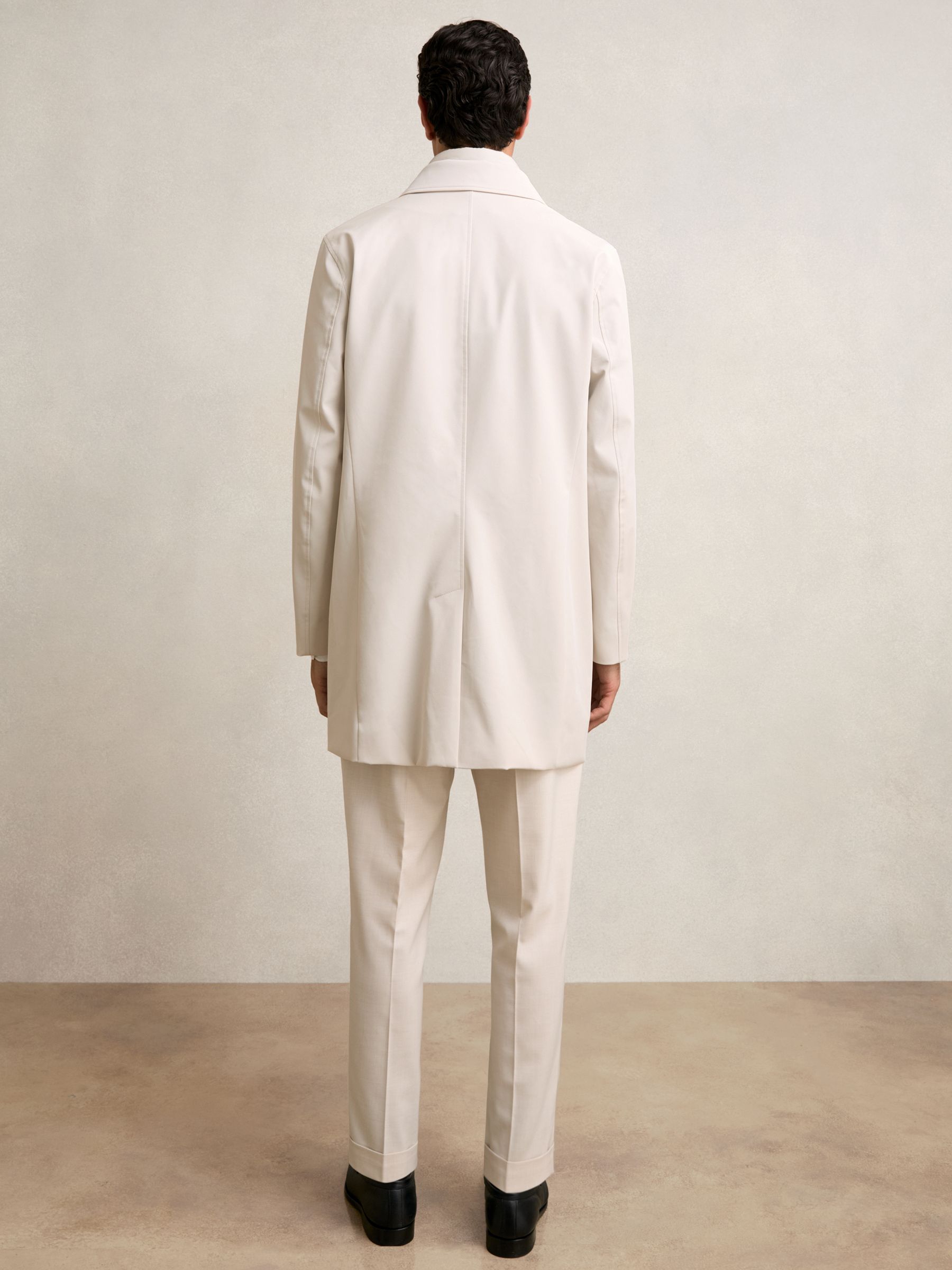 Hybrid Removable Funnel Neck Overcoat in Light Stone - Image 6 of 9