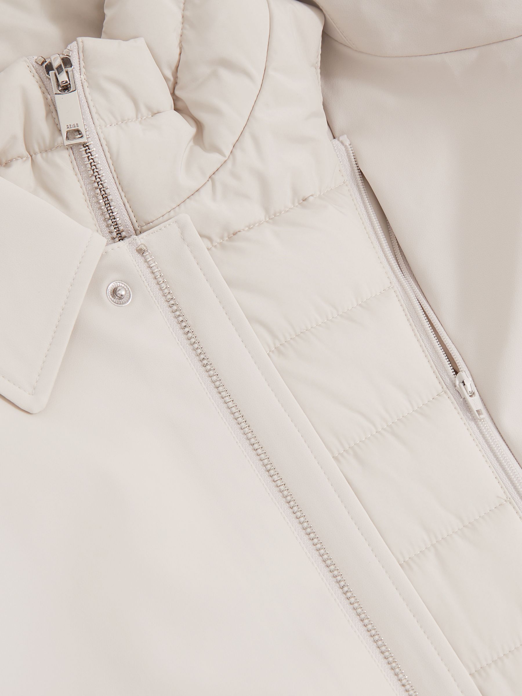 Hybrid Removable Funnel Neck Overcoat in Light Stone - image 2