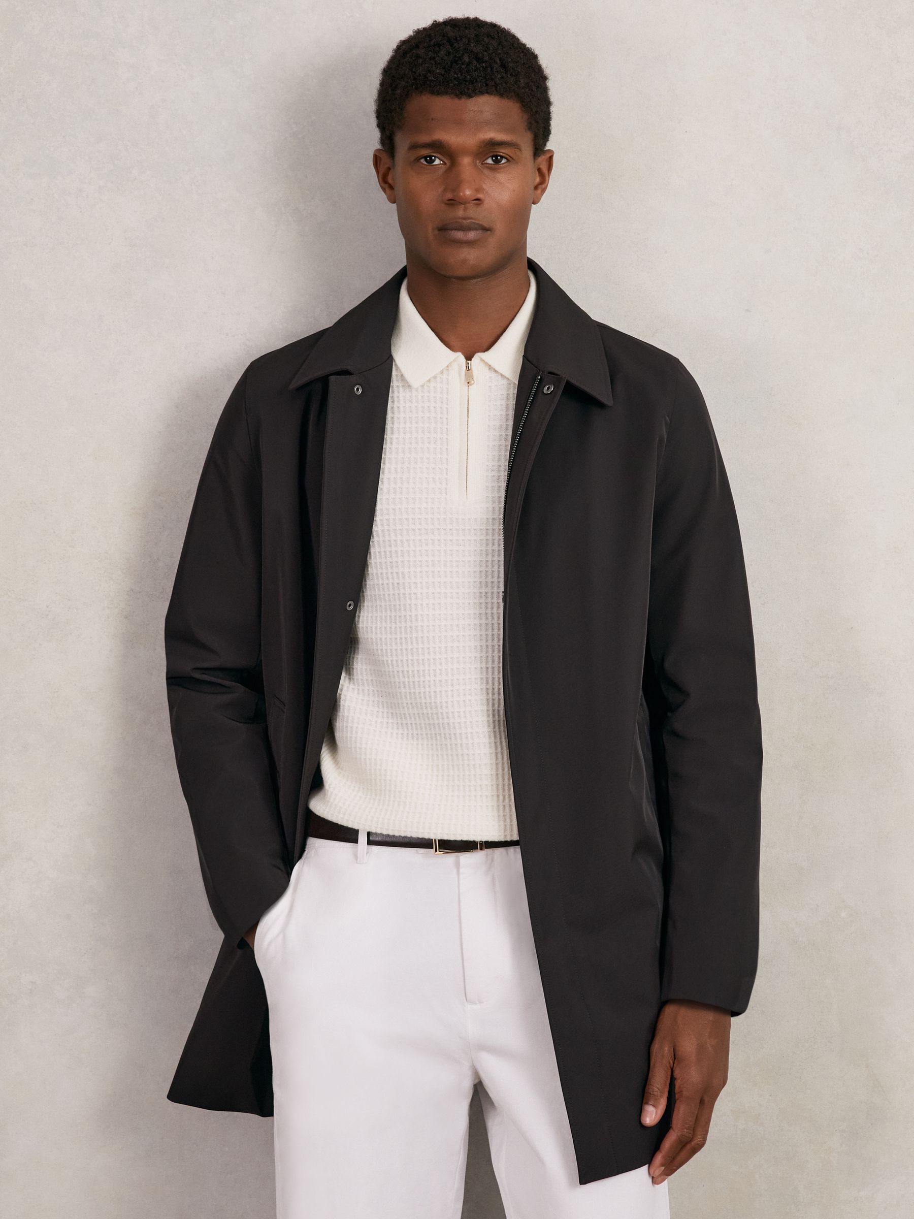 Hybrid Removable Funnel Neck Overcoat in Brown - image 3