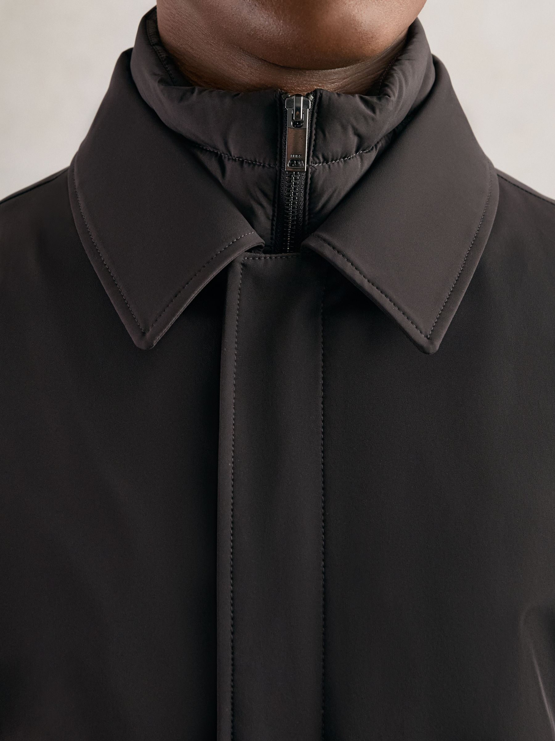 Hybrid Removable Funnel Neck Overcoat in Brown - image 4