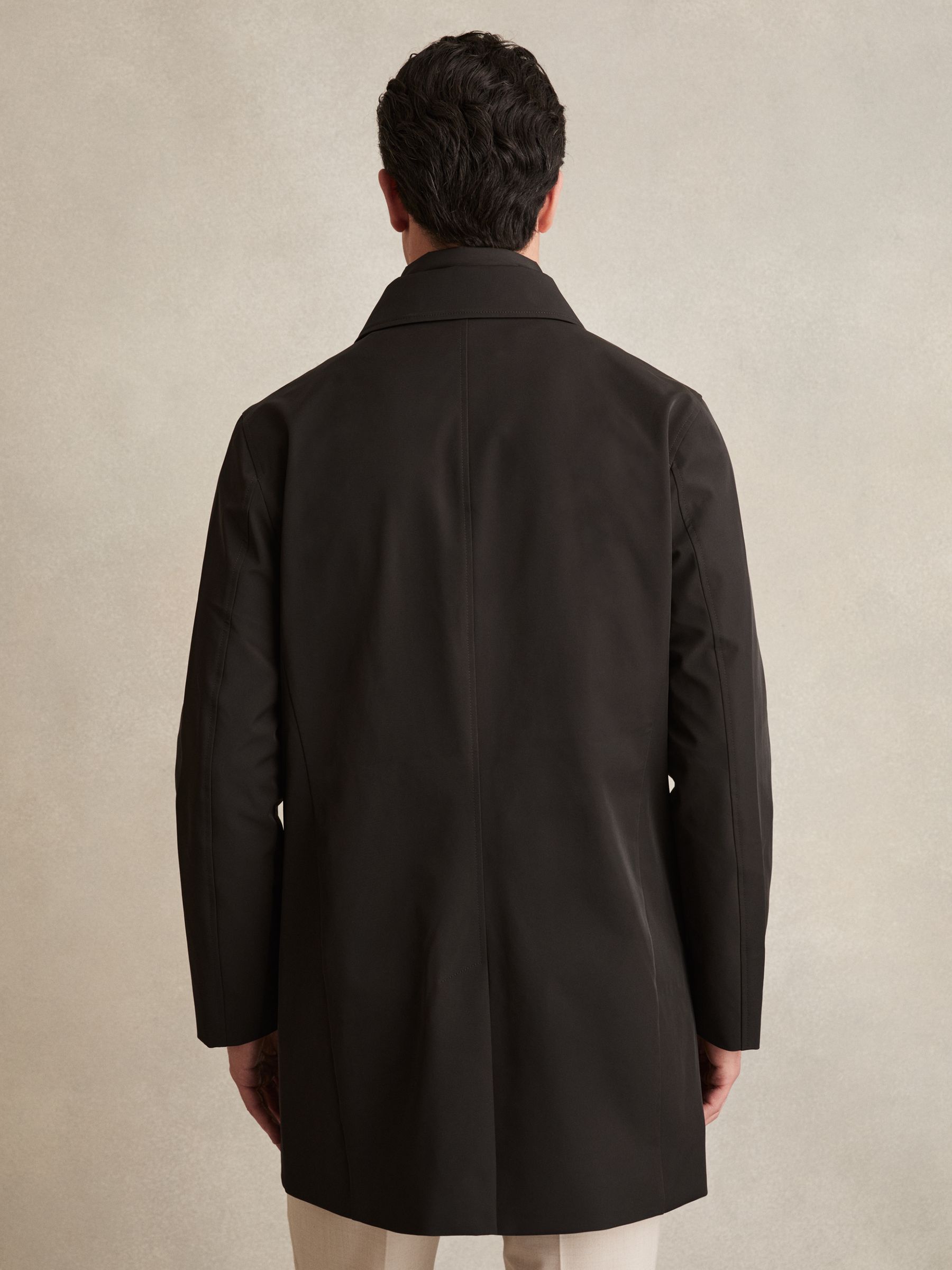 Hybrid Removable Funnel Neck Overcoat in Brown - Image 6 of 8