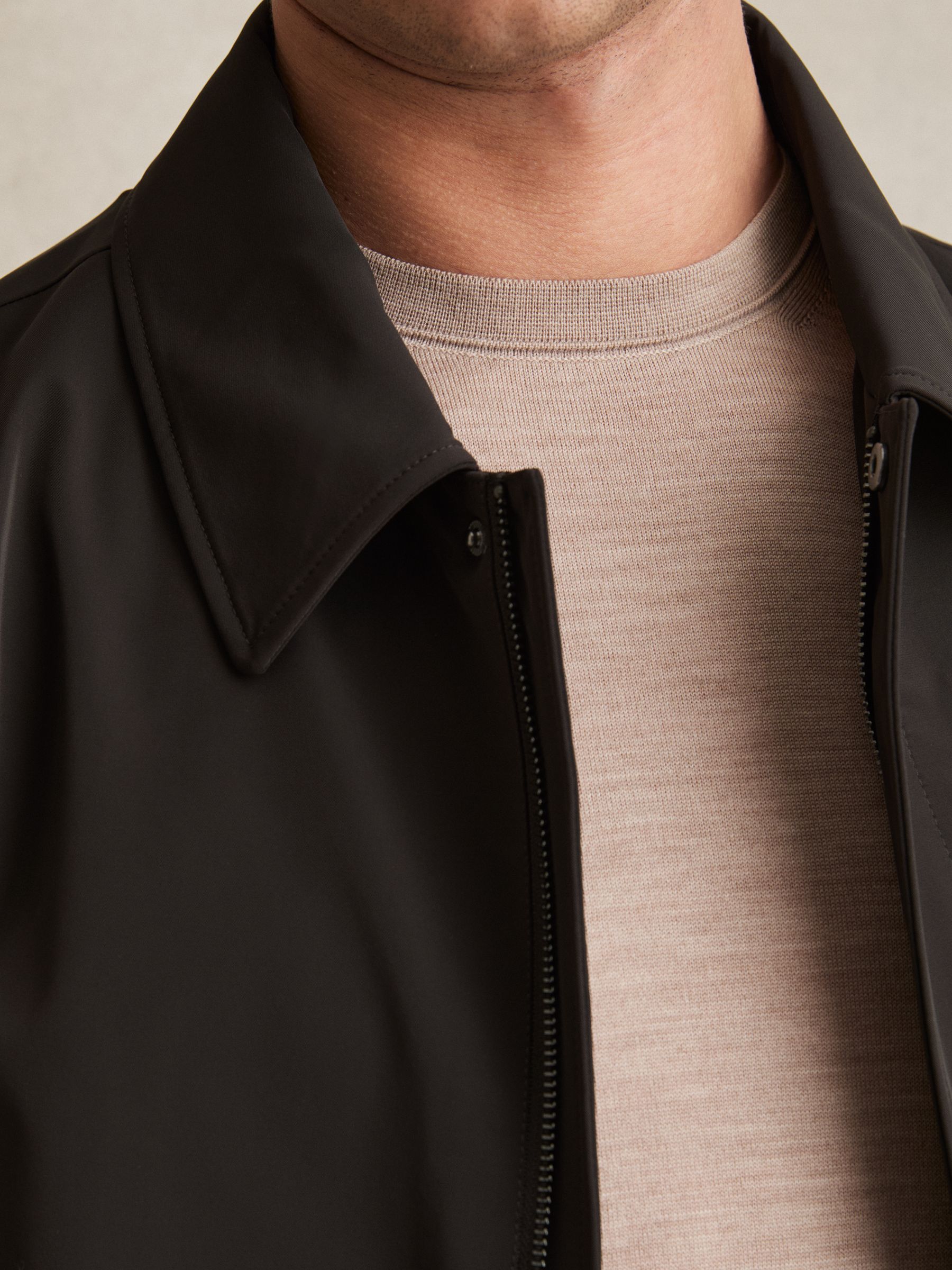 Hybrid Removable Funnel Neck Overcoat in Brown - Image 7 of 8