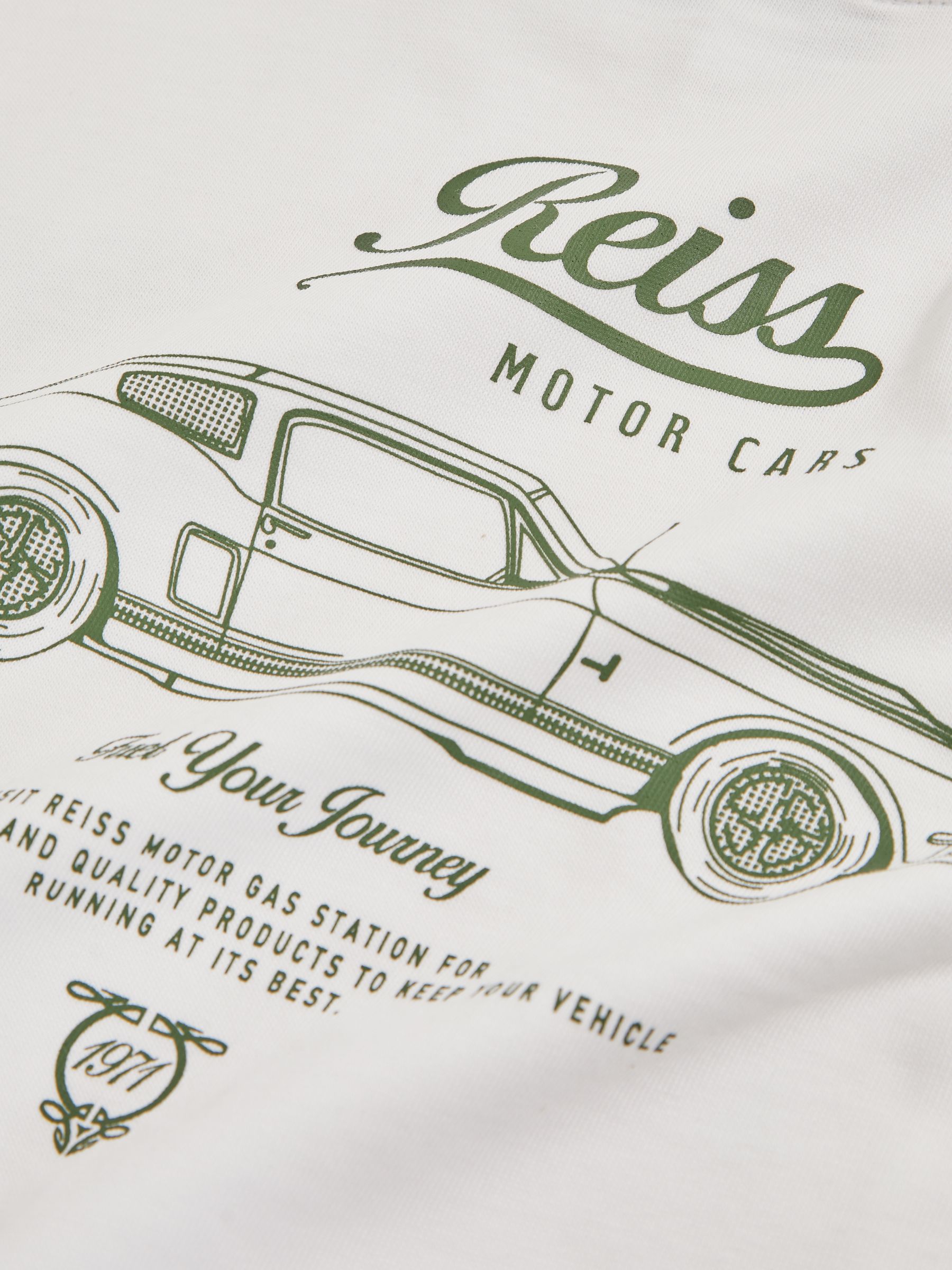 3-9 yrs Cotton Motor Cars-Print T-Shirt in White/Green - Image 4 of 4