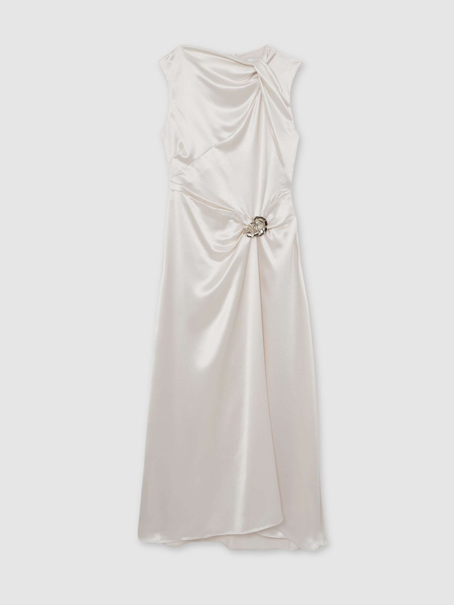 Acler Satin Draped Maxi Dress in Ivory - Image 2 of 5
