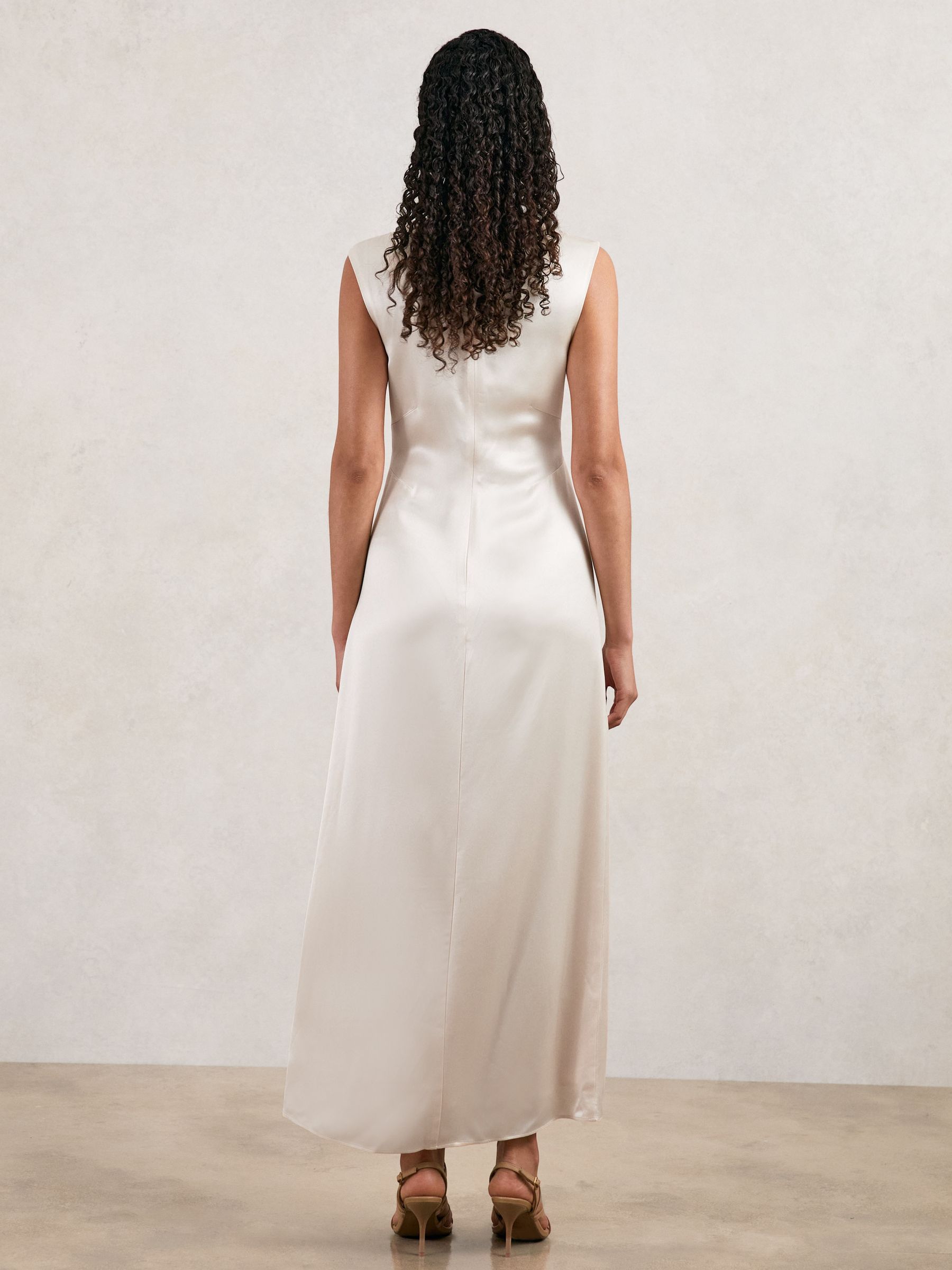 Acler Satin Draped Maxi Dress in Ivory - Image 4 of 5