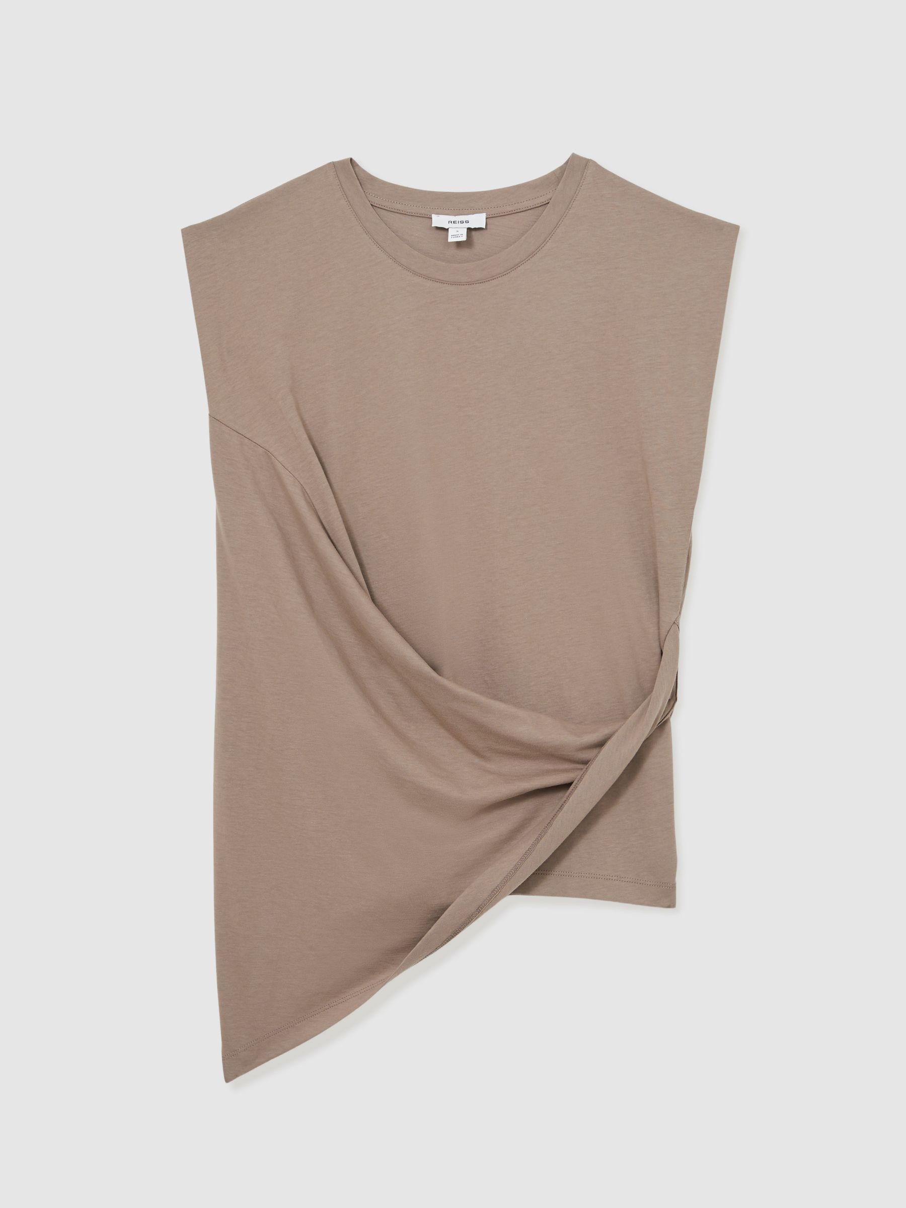 Cotton Drape T-Shirt in Taupe Neutral - Image 2 of 6