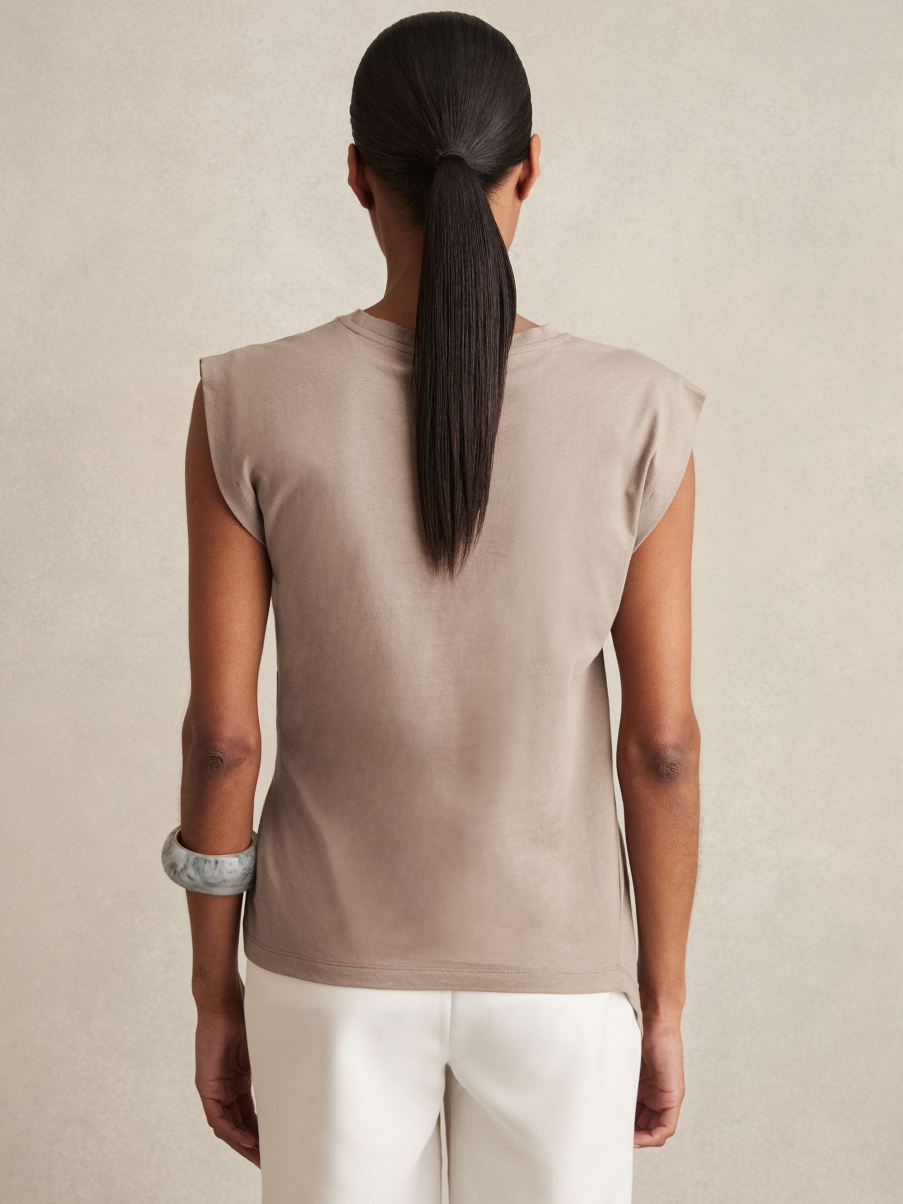 Cotton Drape T-Shirt in Taupe Neutral - Image 5 of 6