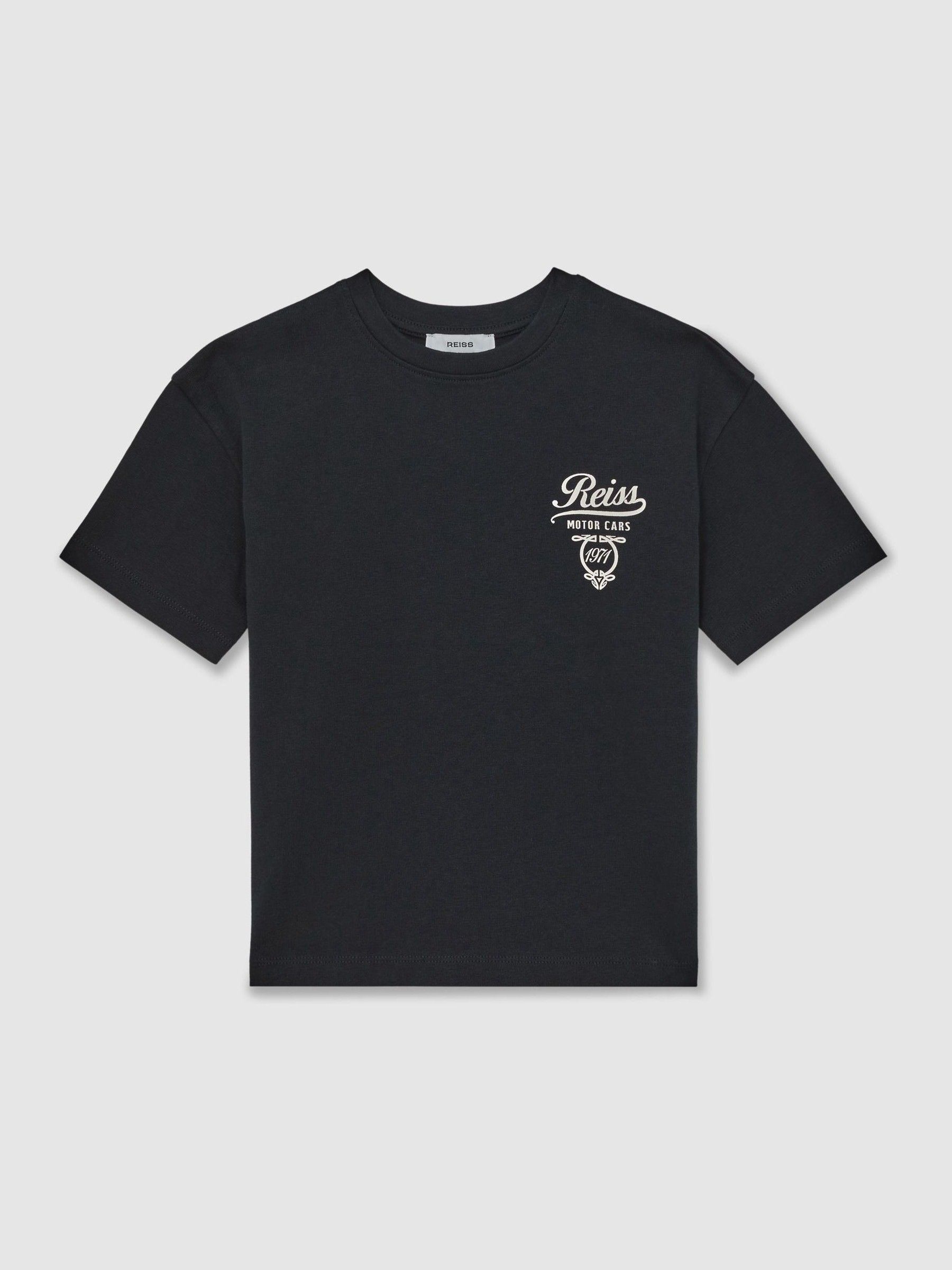 3-9 yrs Cotton Motor Cars-Print T-Shirt in Washed Blue/White - Image 2 of 4