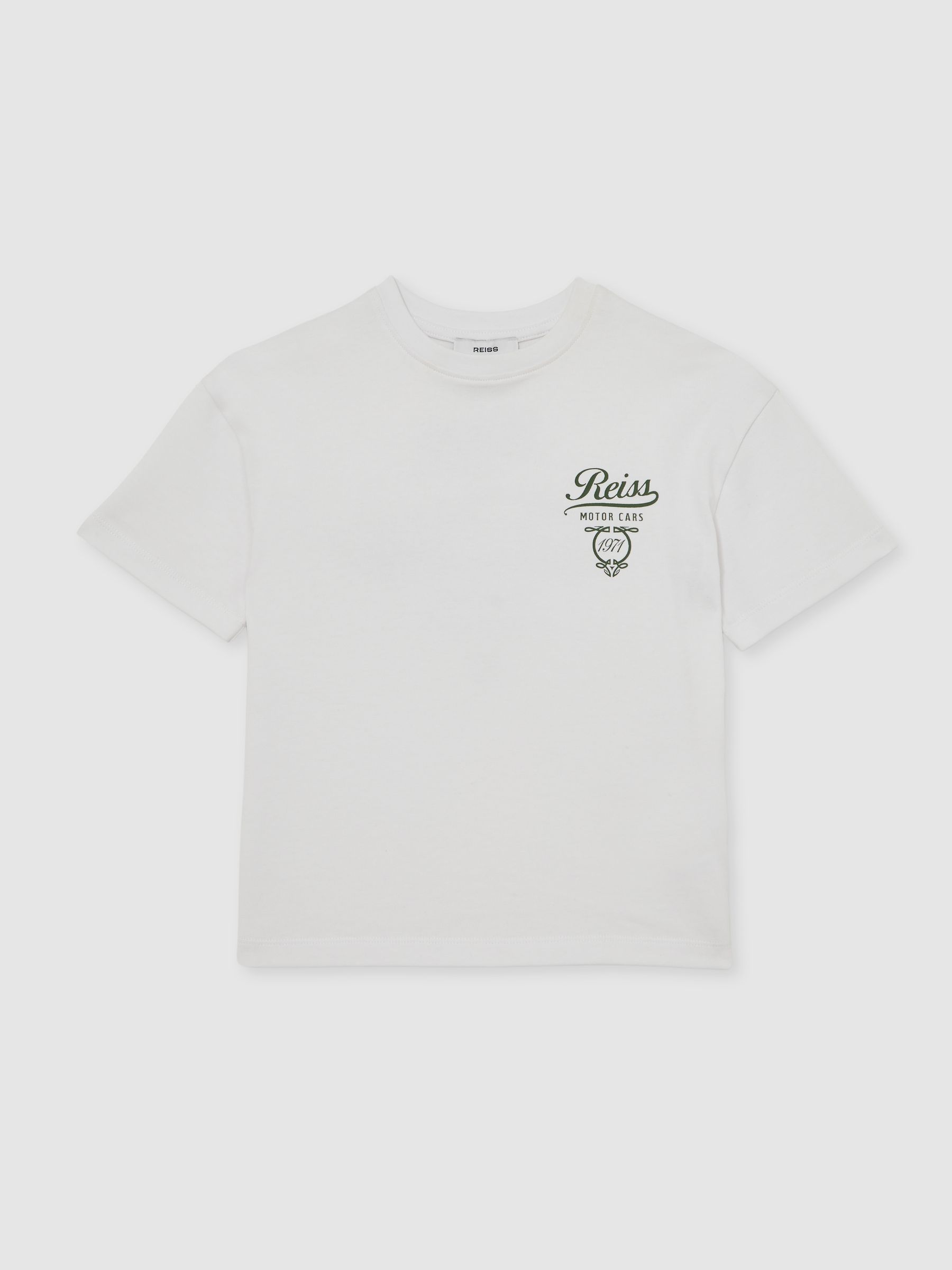 9-13 yrs Cotton Motor Cars-Print T-Shirt in White/Green - Image 2 of 4