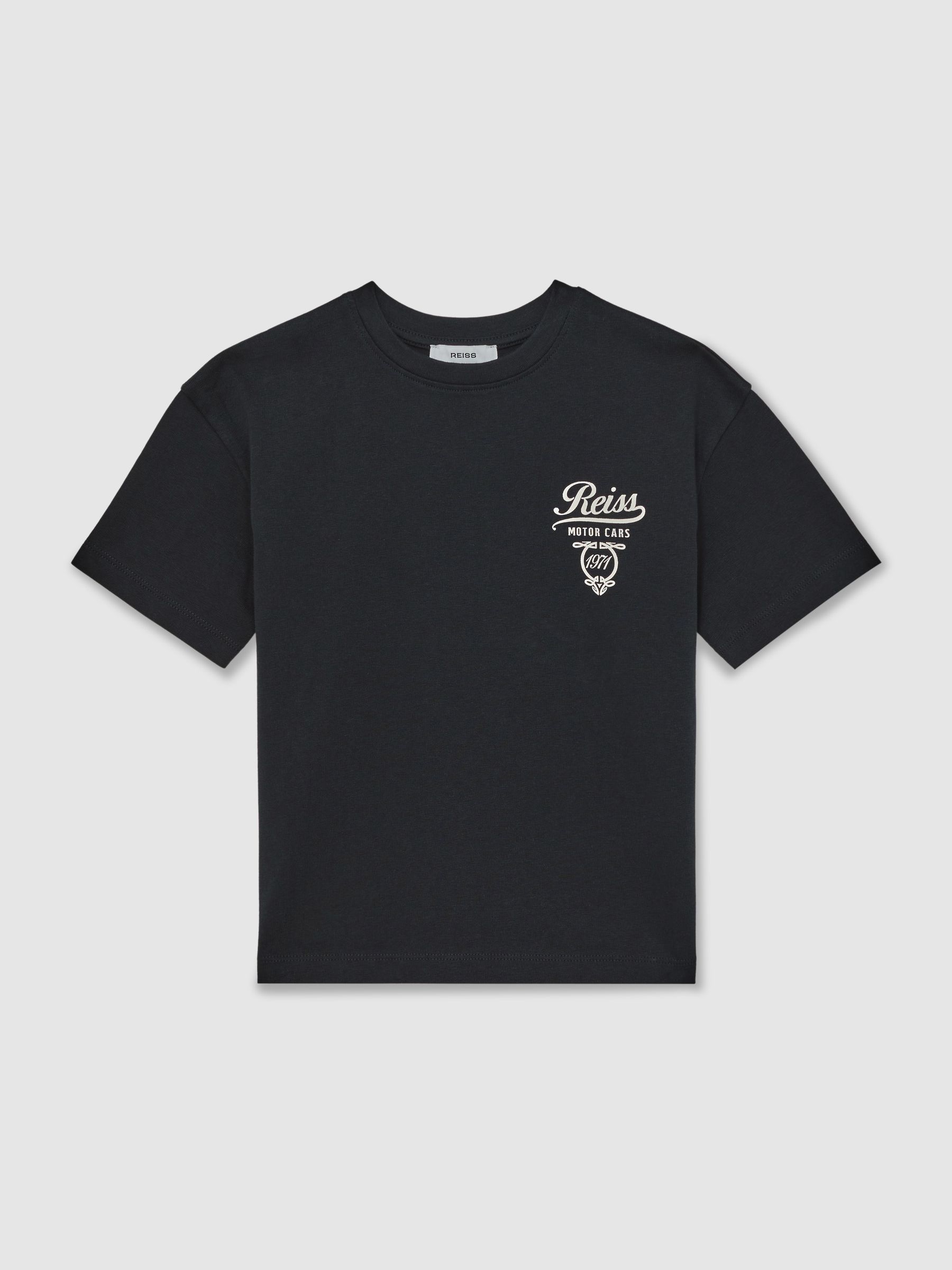 9-13 yrs Cotton Motor Cars-Print T-Shirt in Washed Blue/White - Image 2 of 4