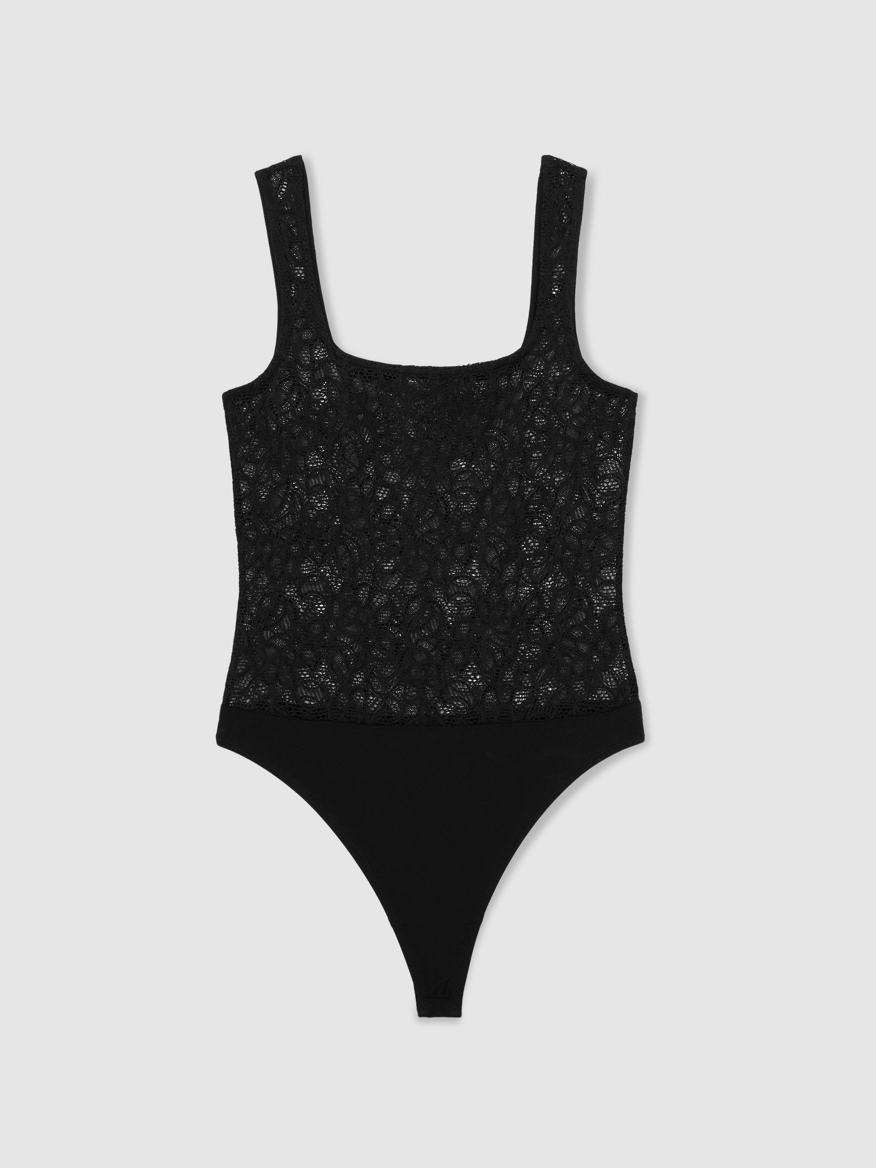 Floral Print Lace Bodysuit in Black - Image 2 of 7