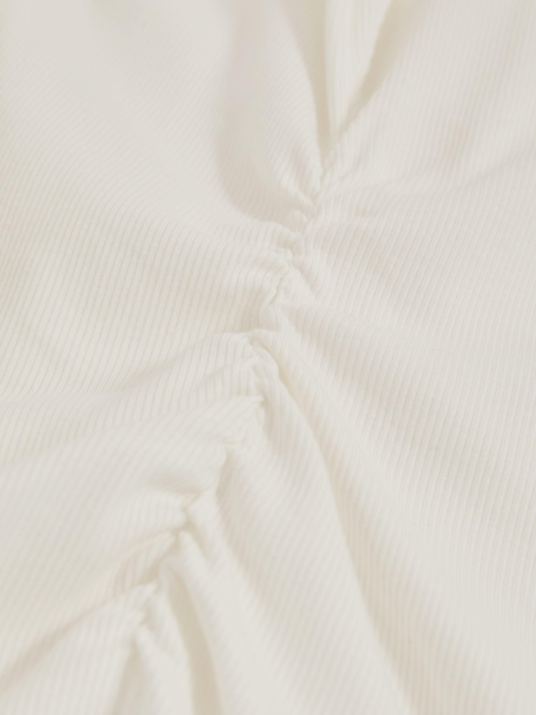 Stretch-Cotton Ruched Ribbed T-Shirt in White - image 3
