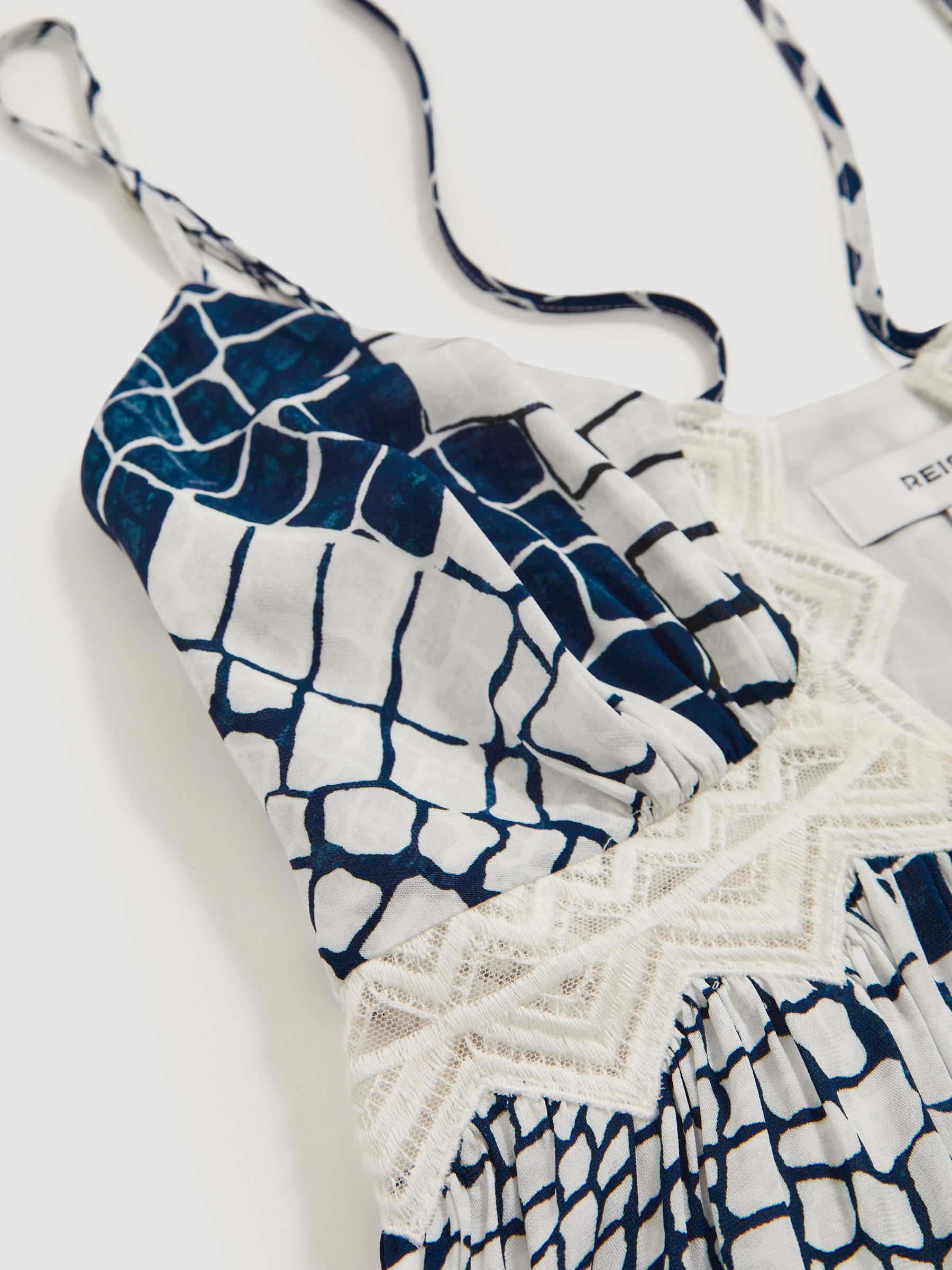 Animal Print Lace Trim Cami Top in Blue - image 4