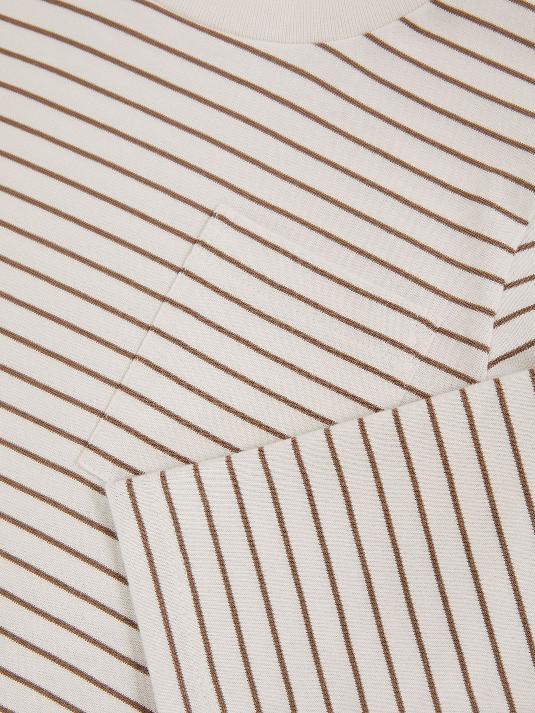 4-9 yrs Stretch-Cotton Stripe T-Shirt in Off White/Camel - Image 4 of 4