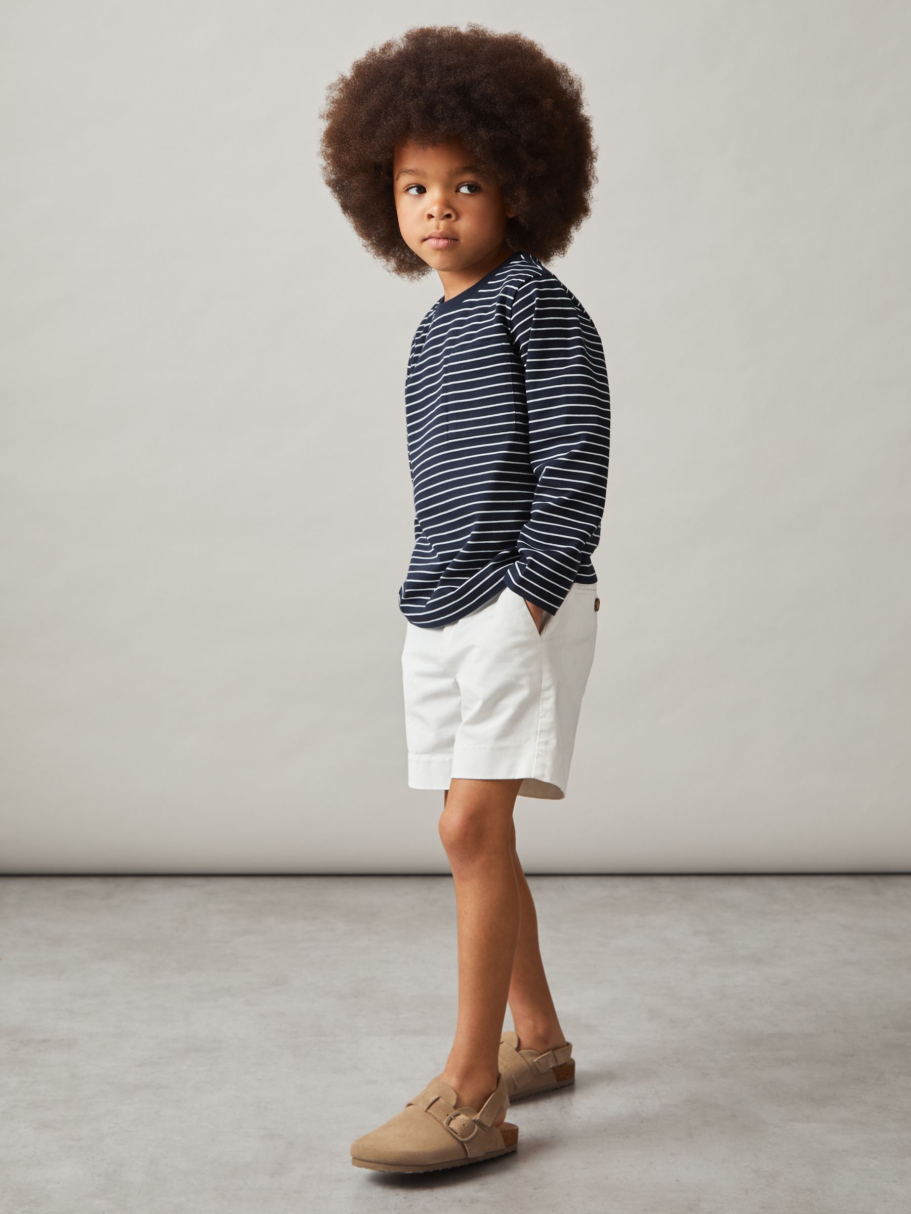 4-9 yrs Stretch-Cotton Stripe T-Shirt in Navy/White - Image 1 of 4