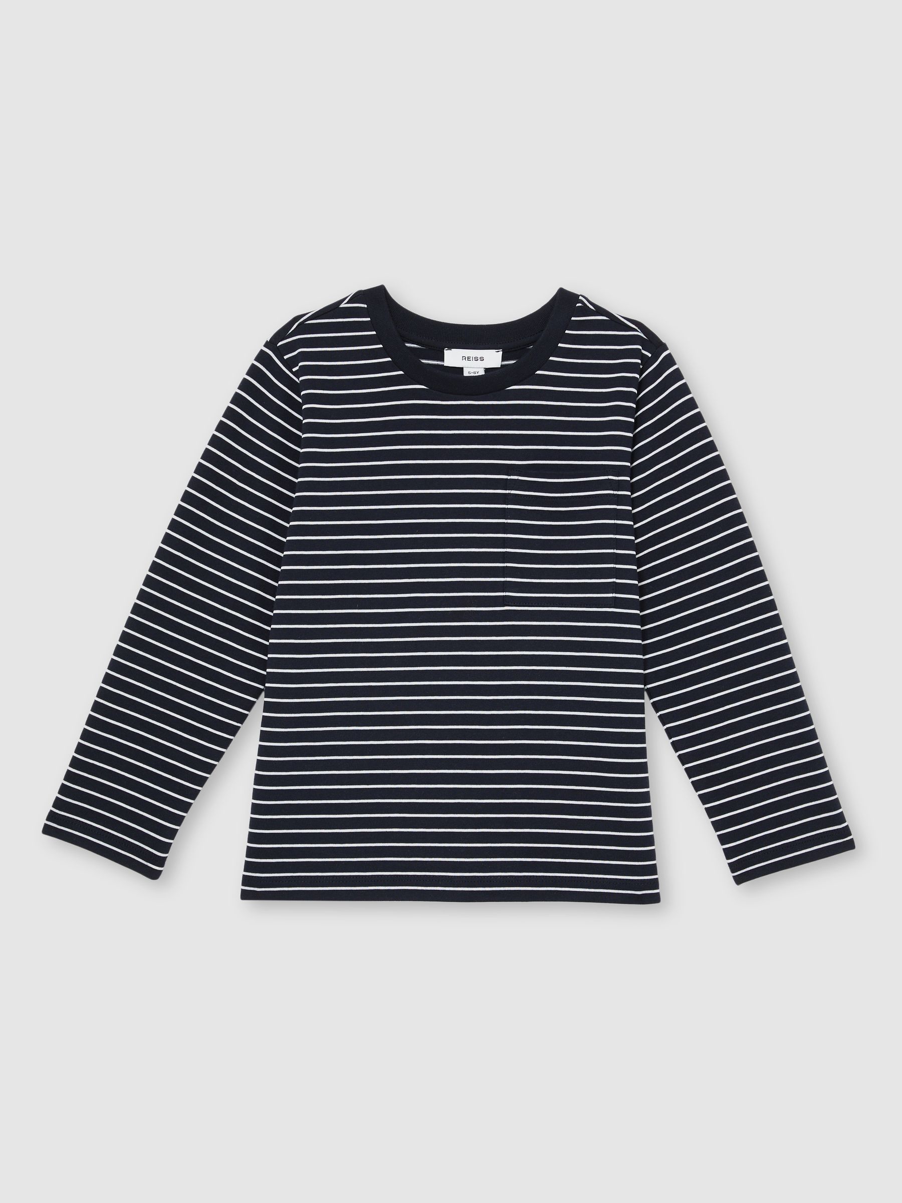 4-9 yrs Stretch-Cotton Stripe T-Shirt in Navy/White - Image 2 of 4