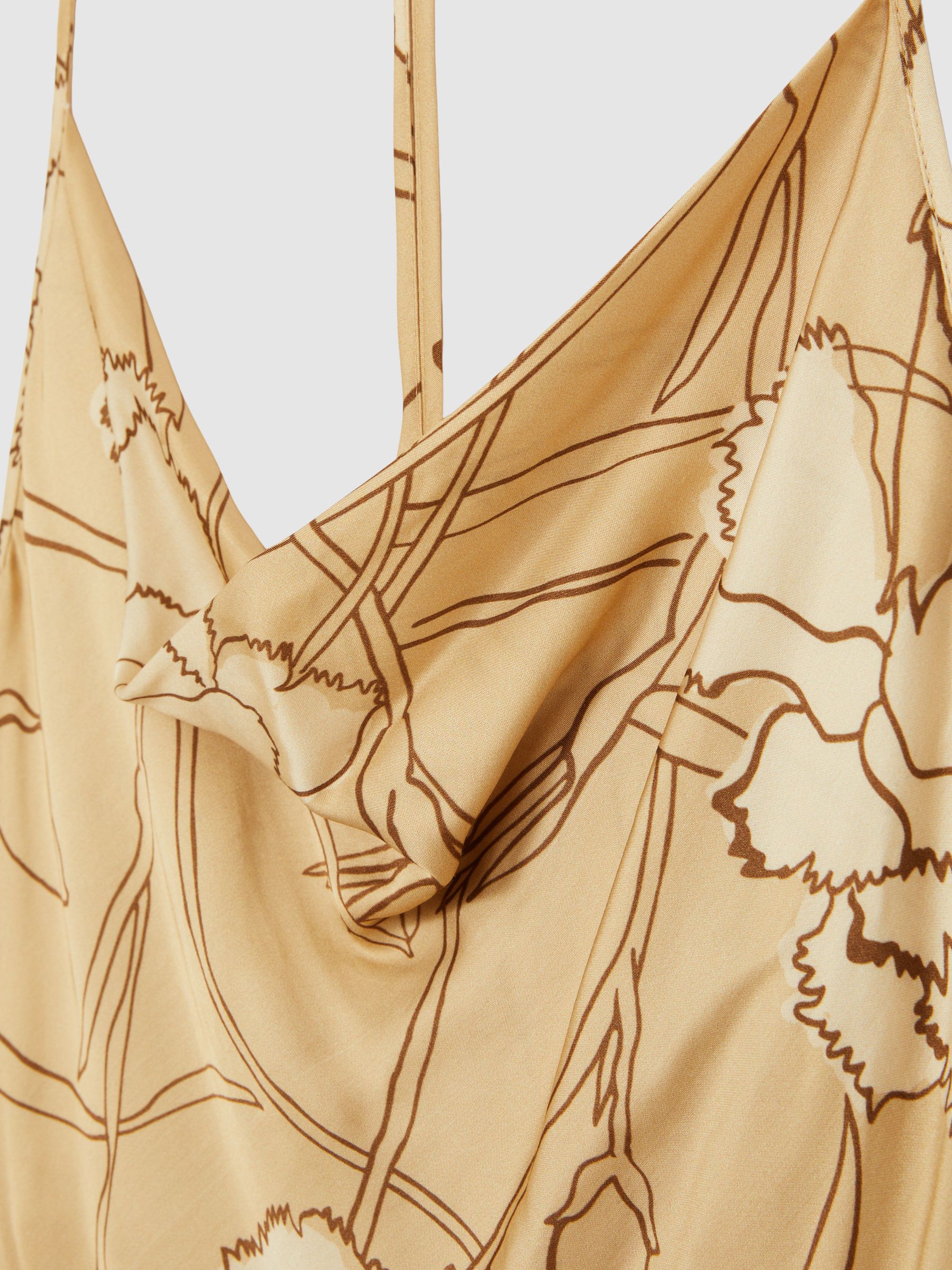 Satin Floral-Print Slip Maxi Dress in Gold - image 3