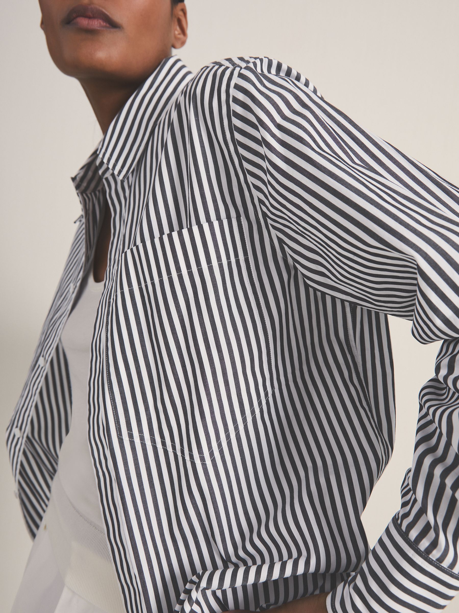Reiss | Les 100 Ciels Stripe Shirt in White/Navy - image 3
