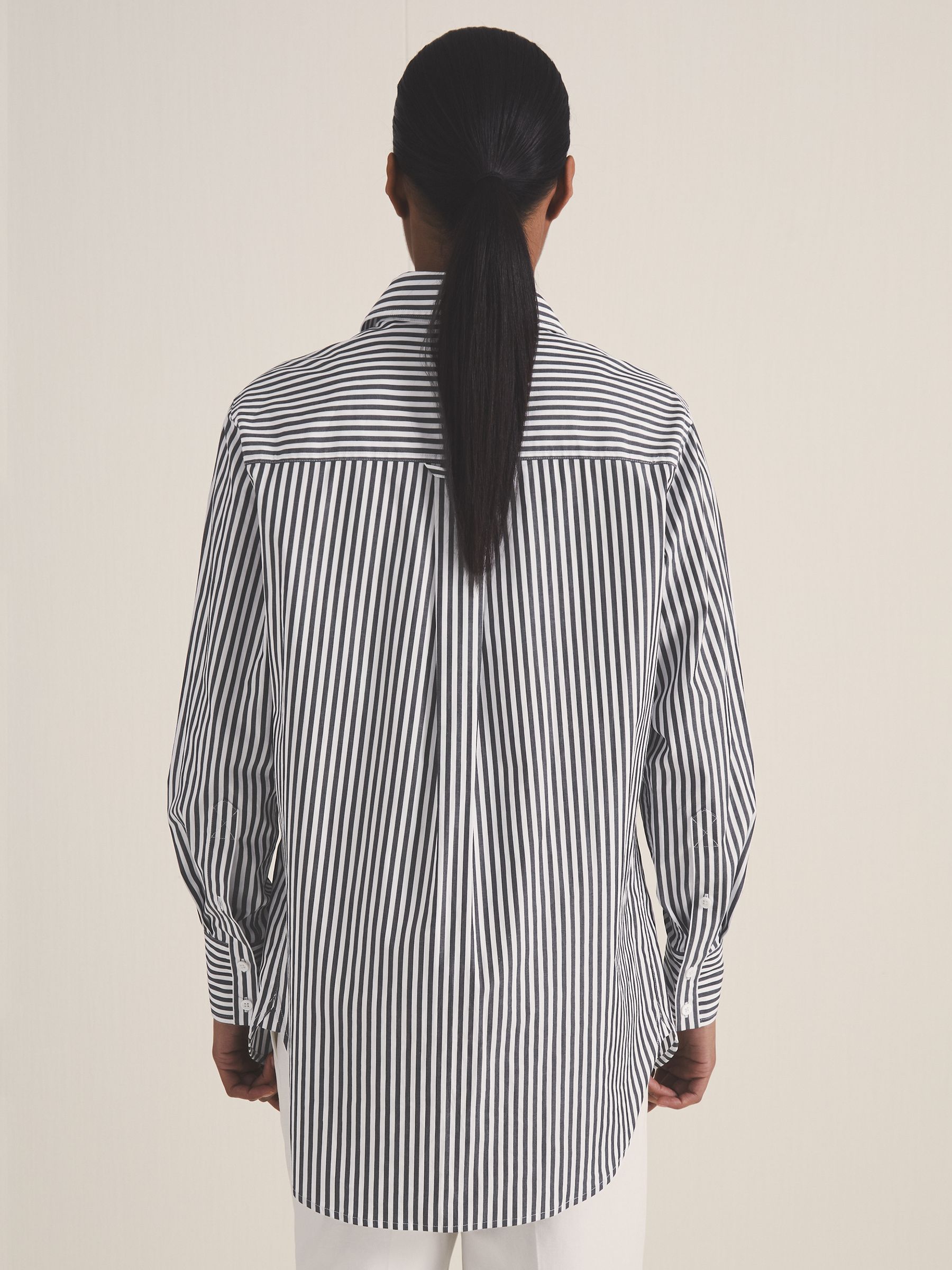 Reiss | Les 100 Ciels Stripe Shirt in White/Navy - Image 4 of 5