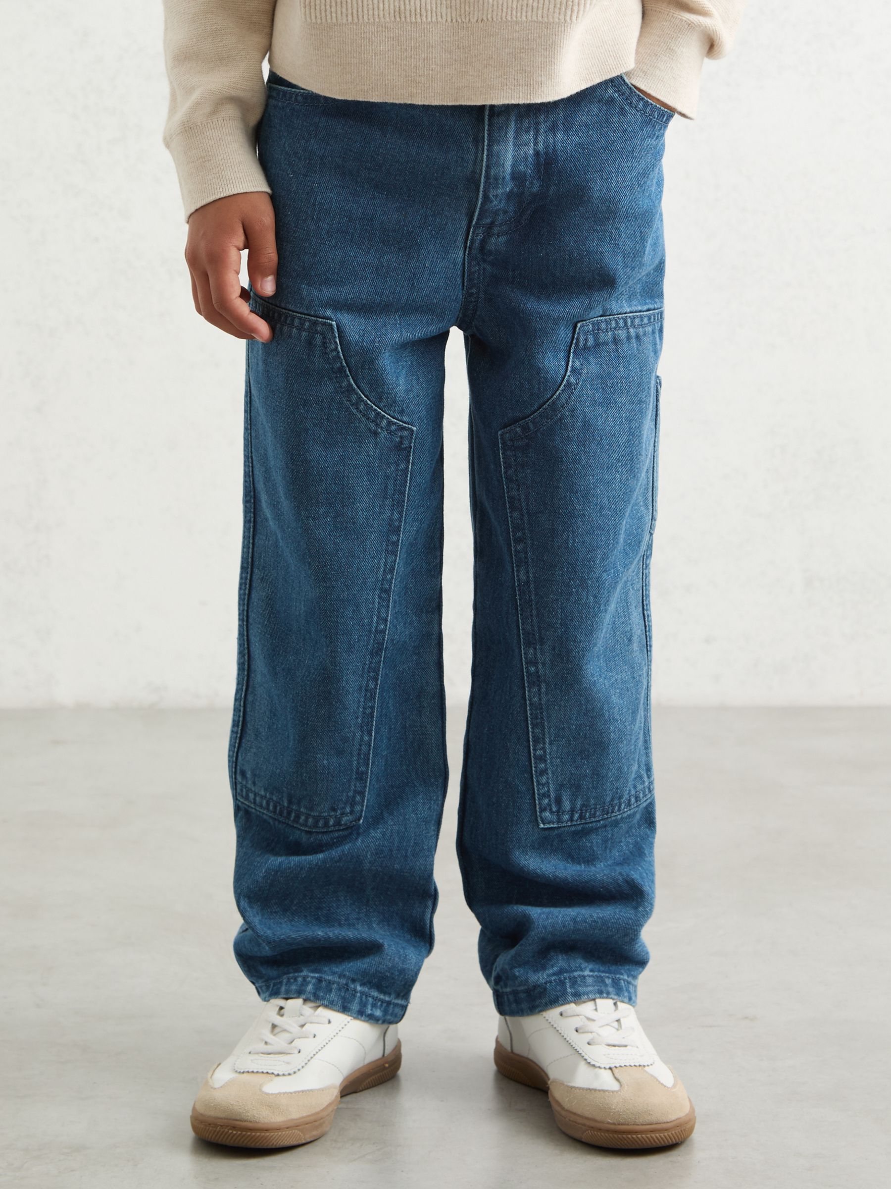 9-13 yrs Straight-Leg Carpenter Jeans in Mid Blue - Image 1 of 4
