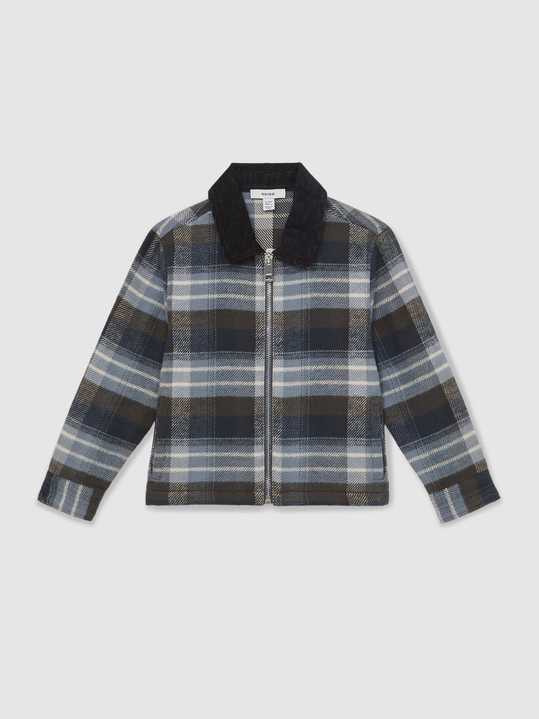 3-9 yrs Cotton Check Motor Cars Overshirt in Blue - Image 2 of 5