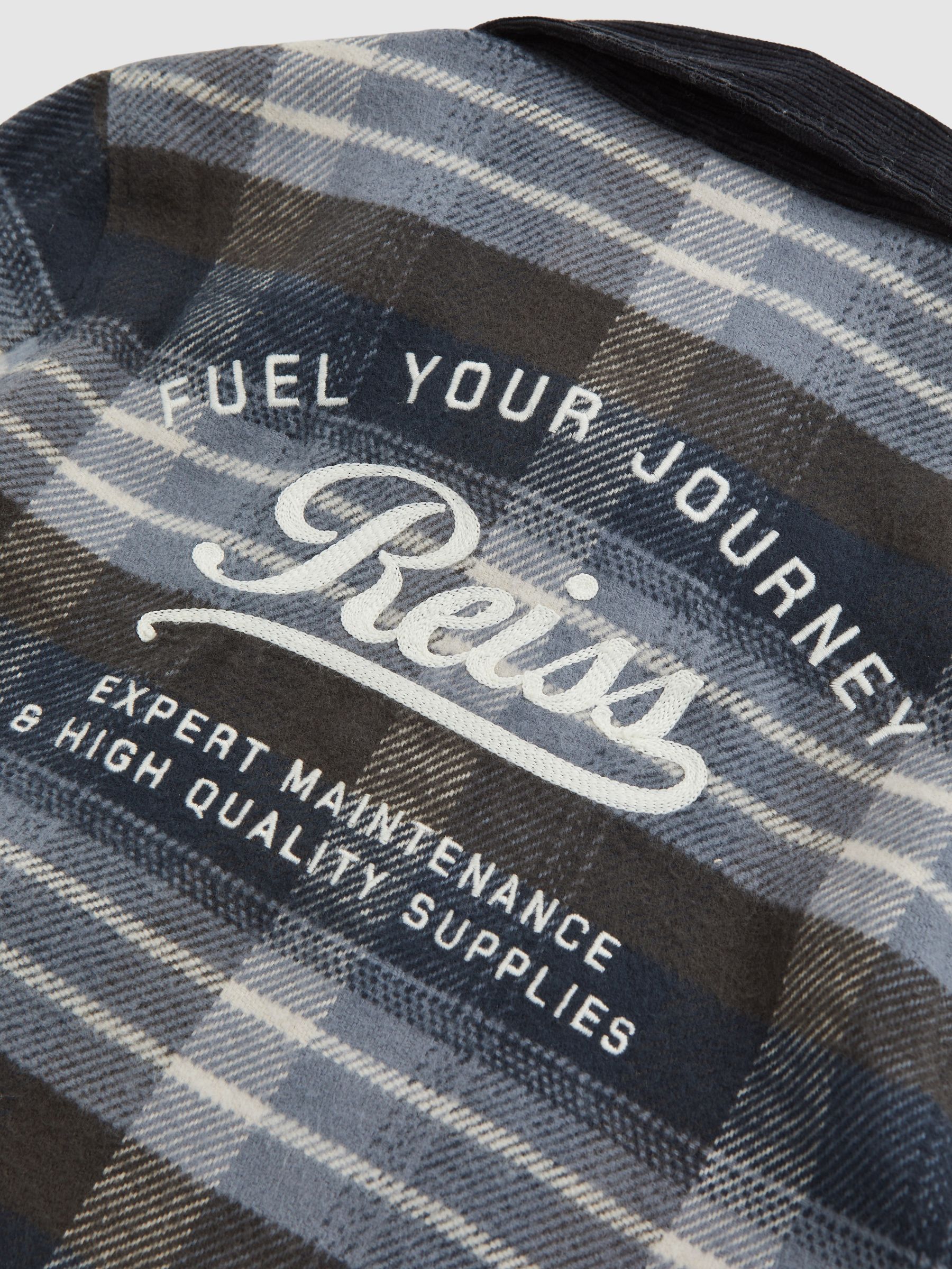 3-9 yrs Cotton Check Motor Cars Overshirt in Blue - Image 5 of 5