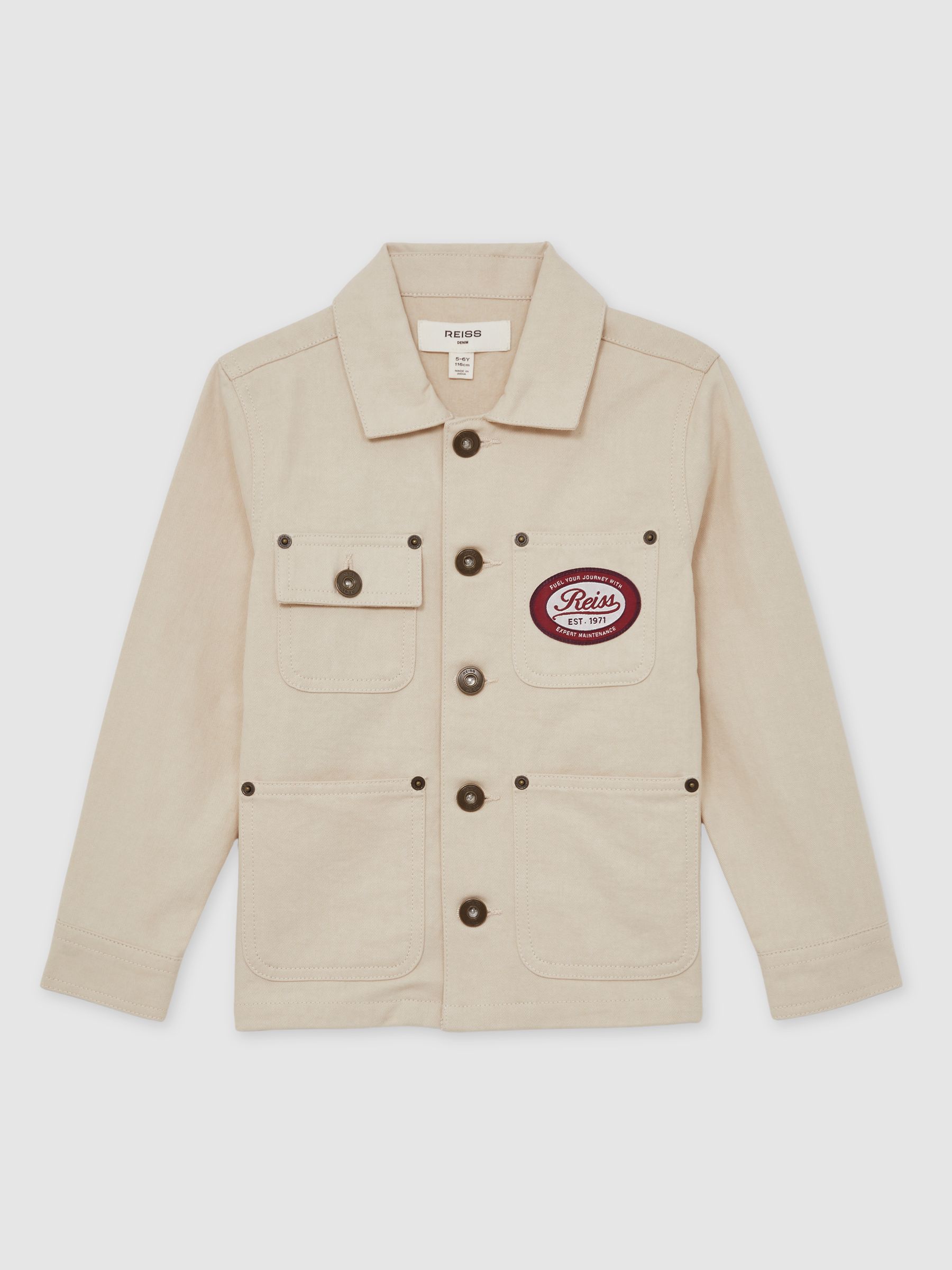 9-13 yrs Denim Motor Cars Overshirt in Off White - Image 2 of 5