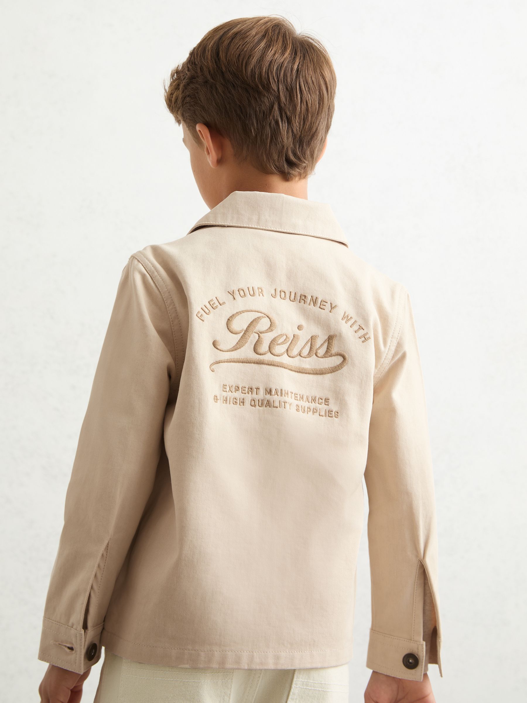 9-13 yrs Denim Motor Cars Overshirt in Off White - Image 3 of 5