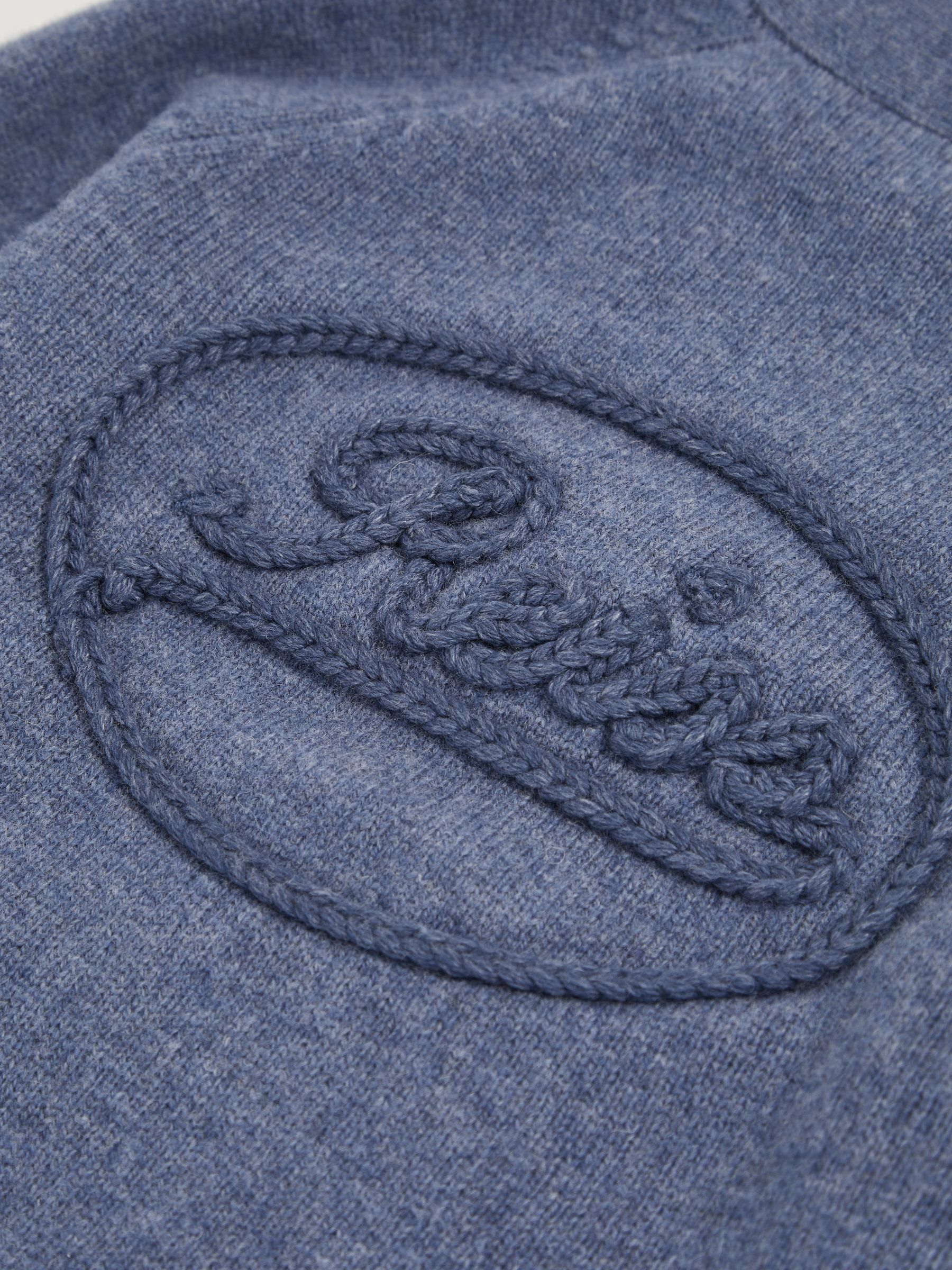13-14 yrs Wool Embroidered-Logo Cardigan in Dark Airforce Blue - Image 4 of 4